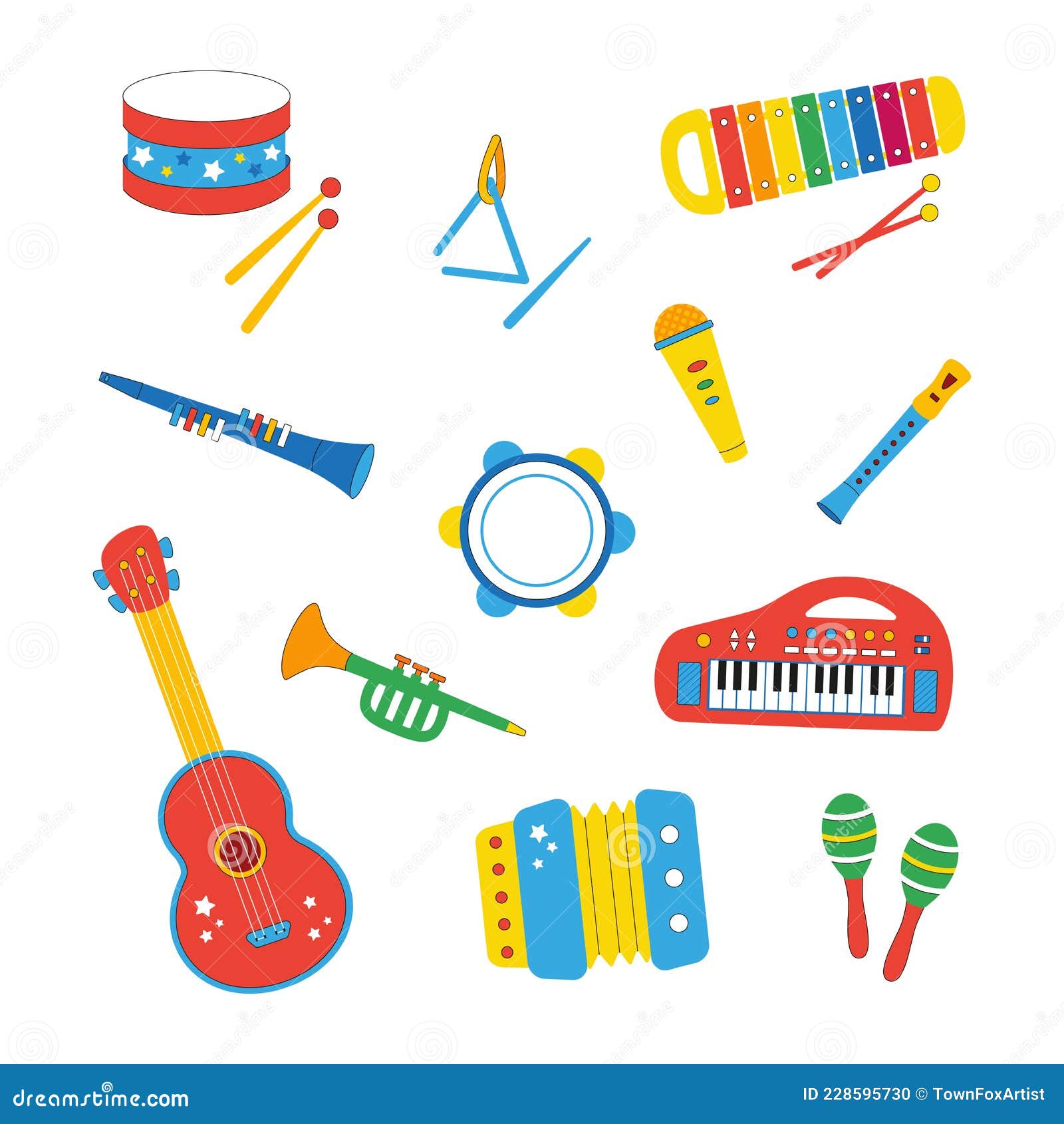 Conjunto De Niños Instrumentos Musicales Dibujados a Mano En Forma De  Caricatura Sobre Un Fondo Blanco Ilustración del Vector - Ilustración de  equipo, instrumentos: 228595730