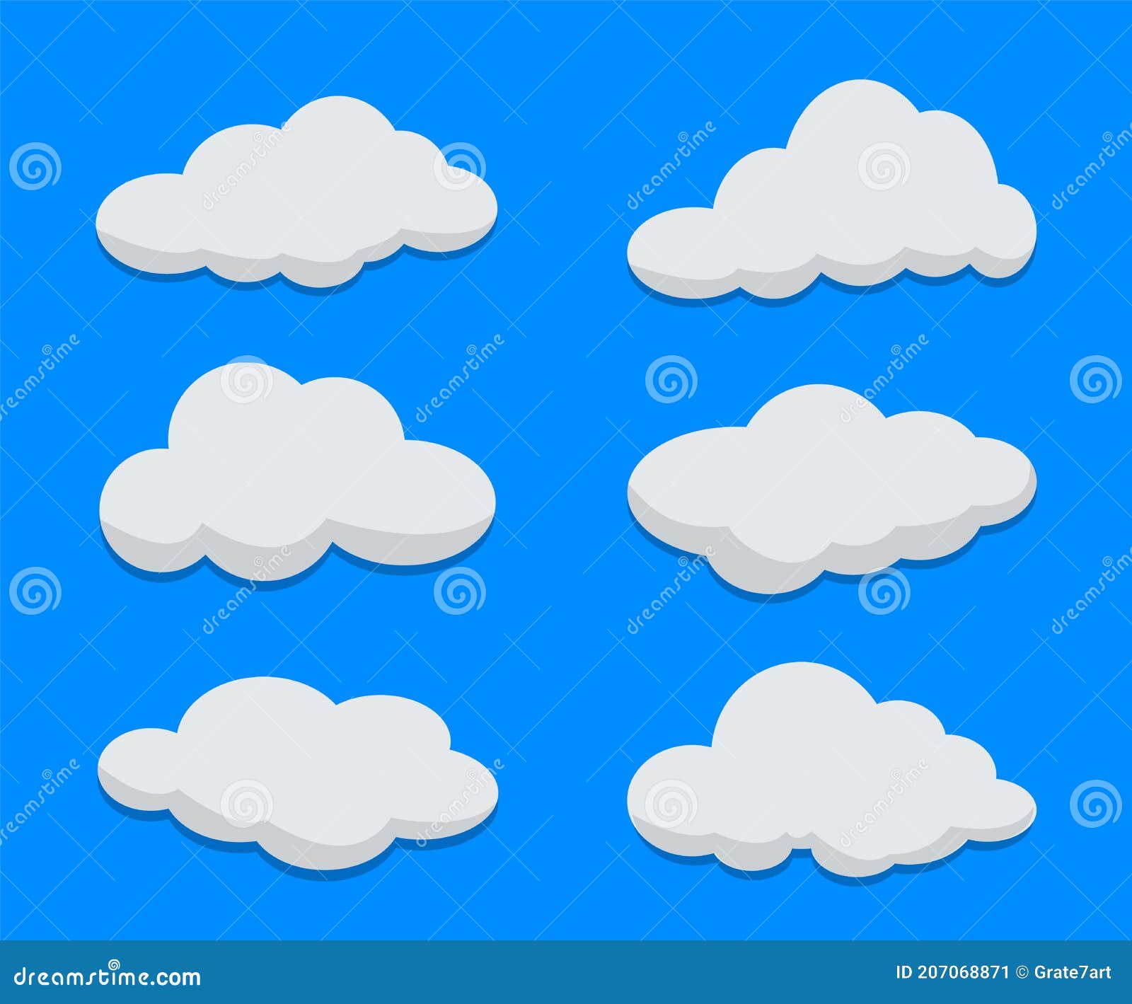 Conjunto De Nubes Planas De Dibujos Animados Sobre Fondo Azul. Plantillas  De Nube Para Diseño. Colección De Nubes Vectoriales Ondu Stock de  ilustración - Ilustración de conjunto, cubo: 207068871