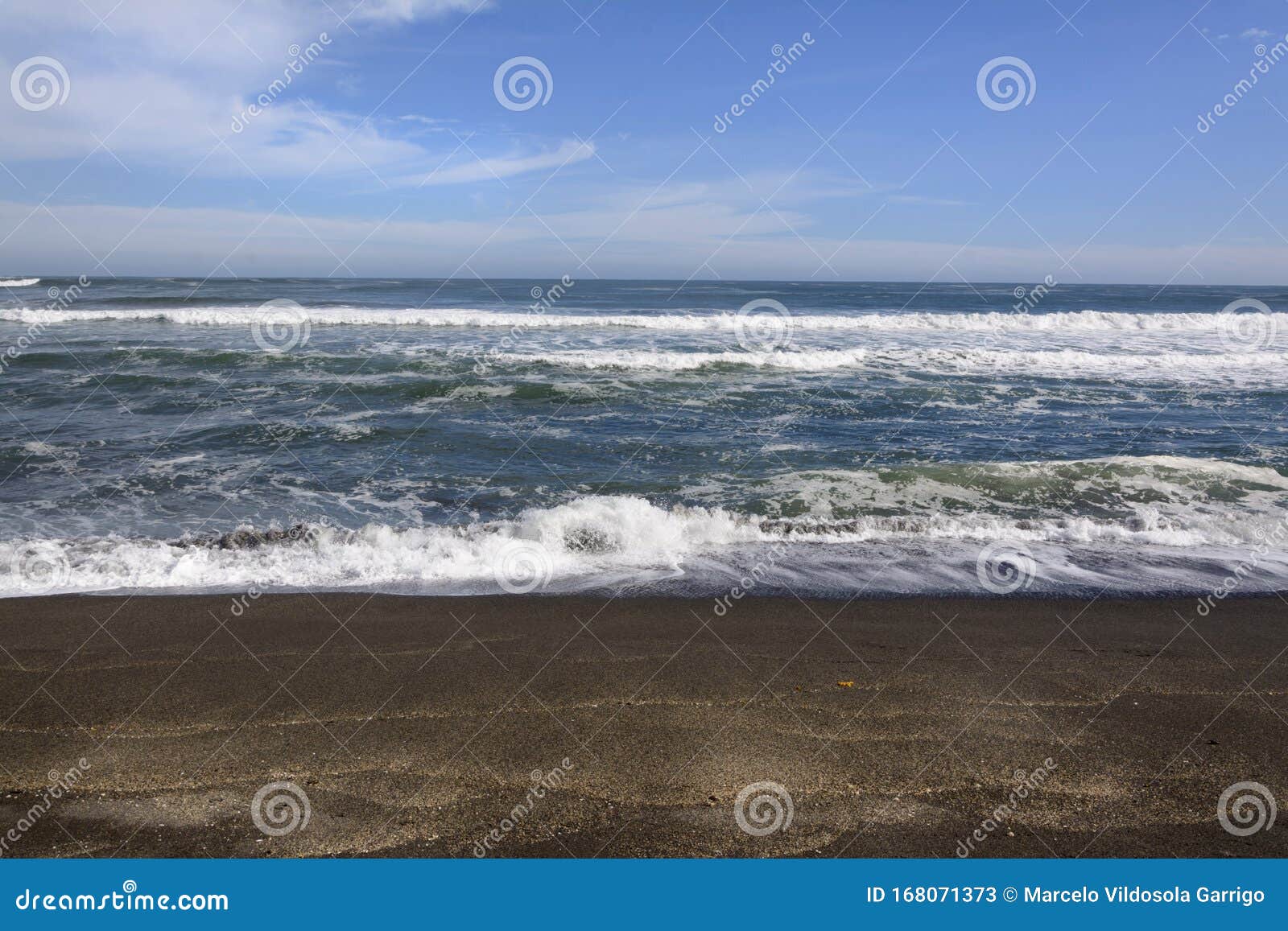 waves on the beach of cobquecura, chile