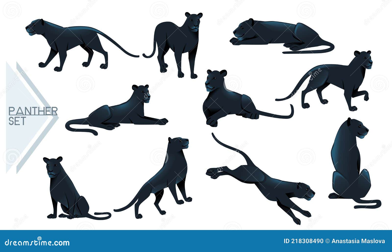 Conjunto De Pantera Negra Salvaje Gato Grande Africano Cazador De La Selva  Dibujos Animados Animal Diseño Vector Ilustración Sobre Ilustración del  Vector - Ilustración de pista, piel: 218308490