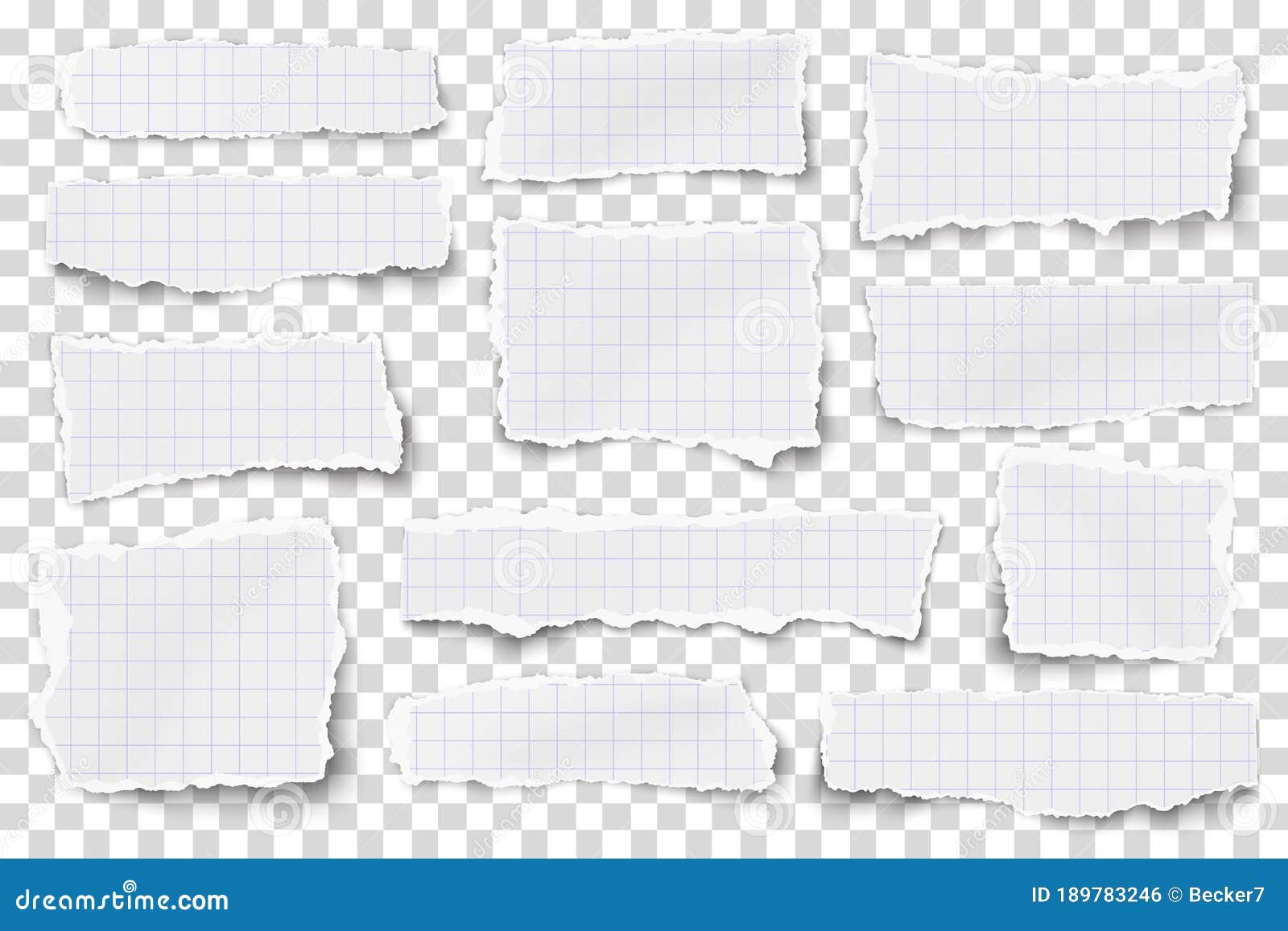 Conjunto De Papel a Cuadros De Diferentes Formas Recortes Aislados En