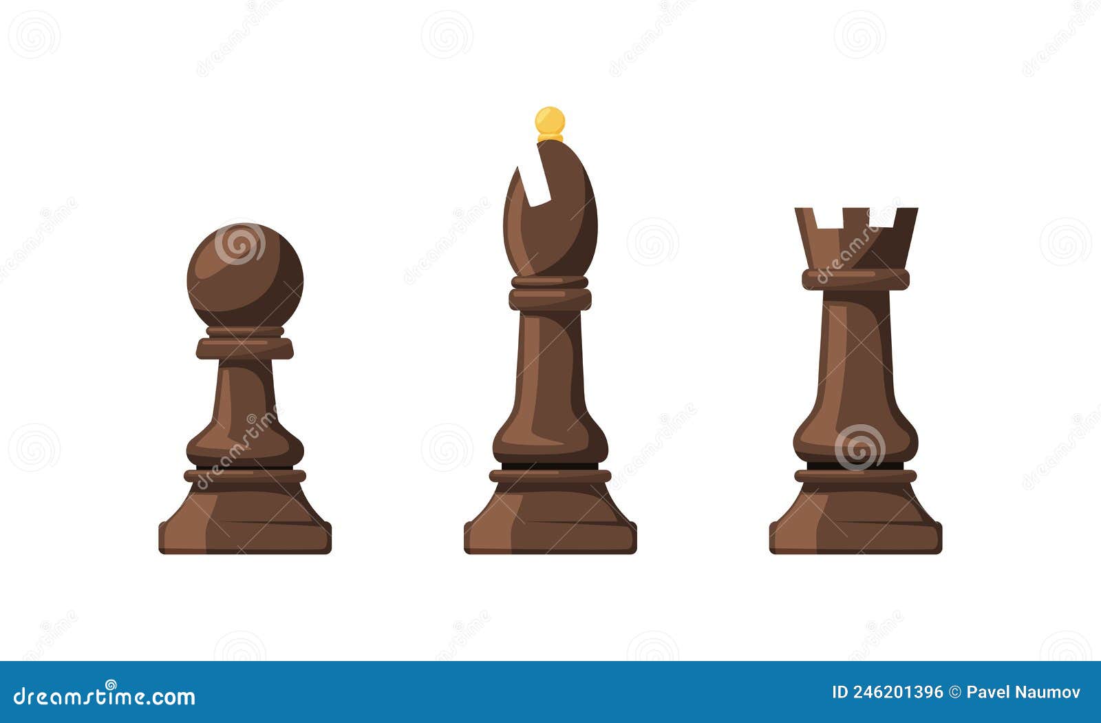 Duas opções de peças de xadrez preto e branco do rei. elemento