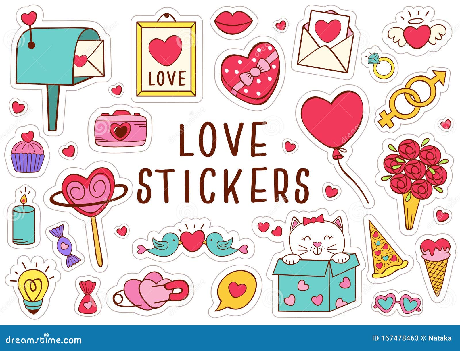 Conjunto De Pegatinas De Amor Aisladas, Parte 2 Ilustración del Vector