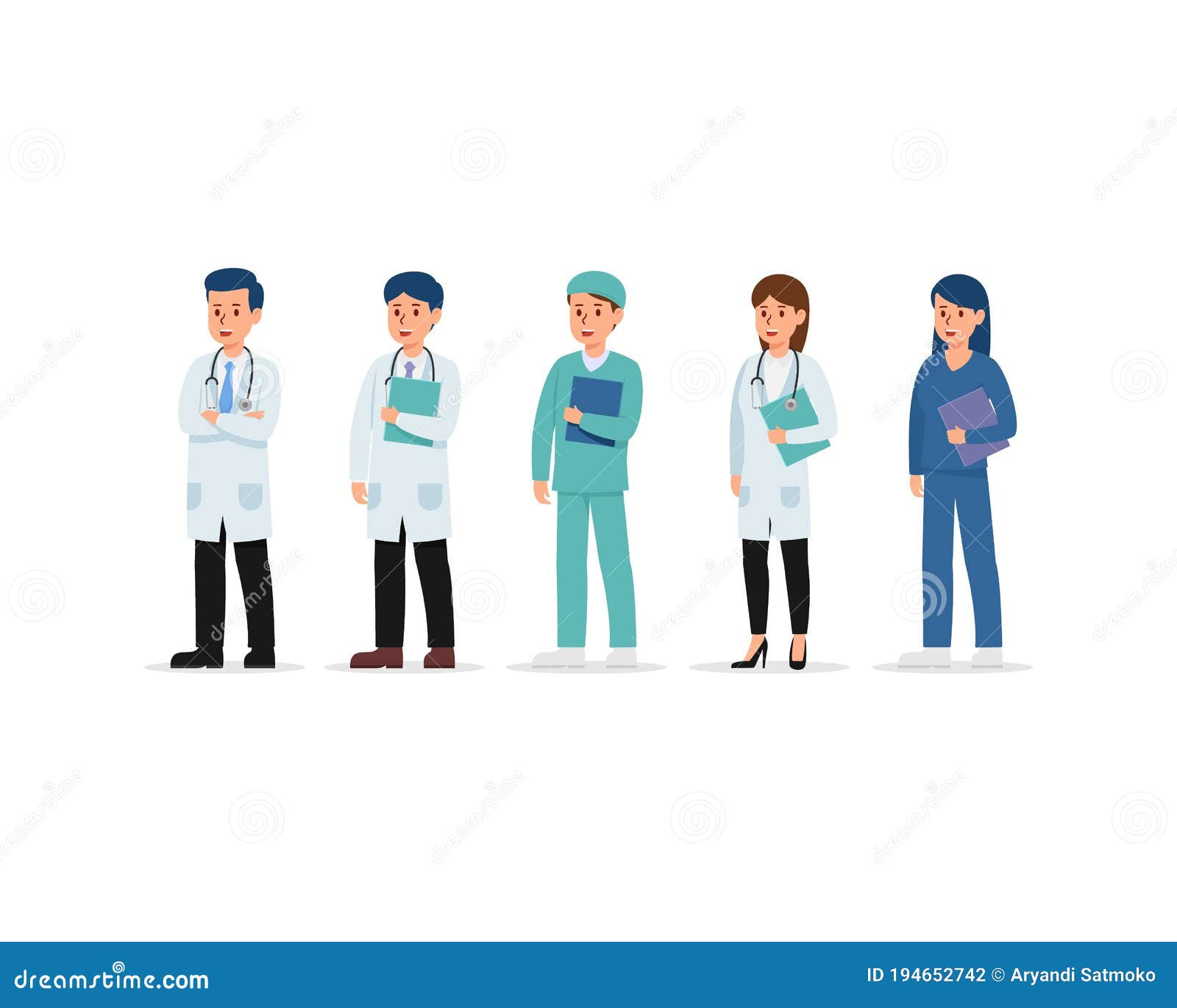 Conjunto de personagens de desenhos animados de médico, conceito de equipe  médica no hospital