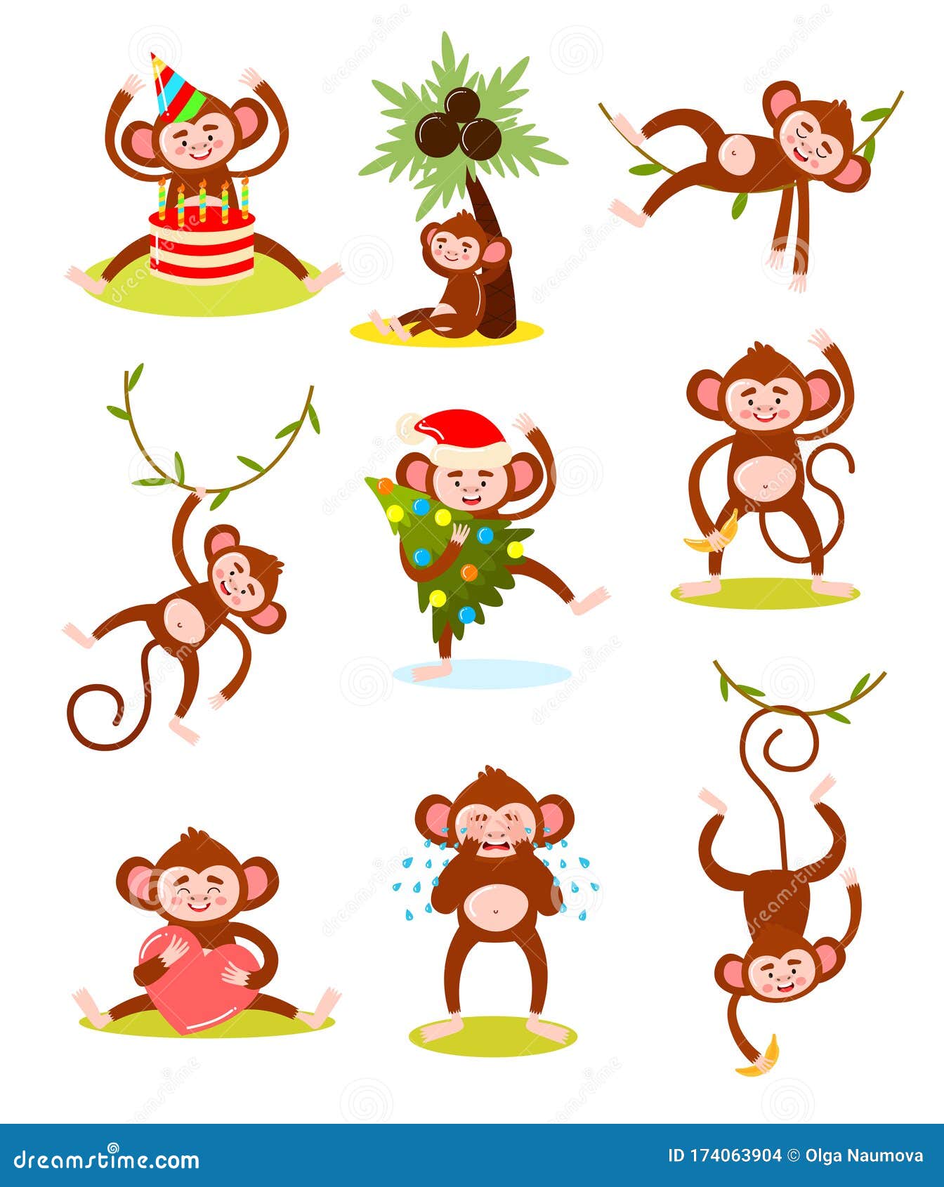 Ilustração em vetor macaco bebê fofo. personagem de desenho