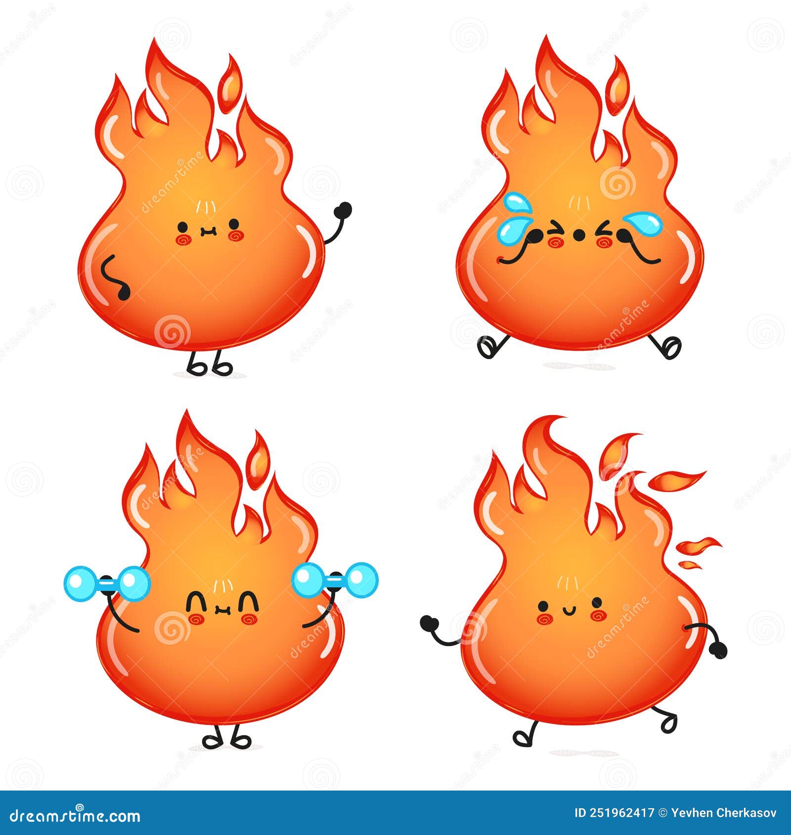 Maçã de água no vetor de desenho animado de mascote de fogo