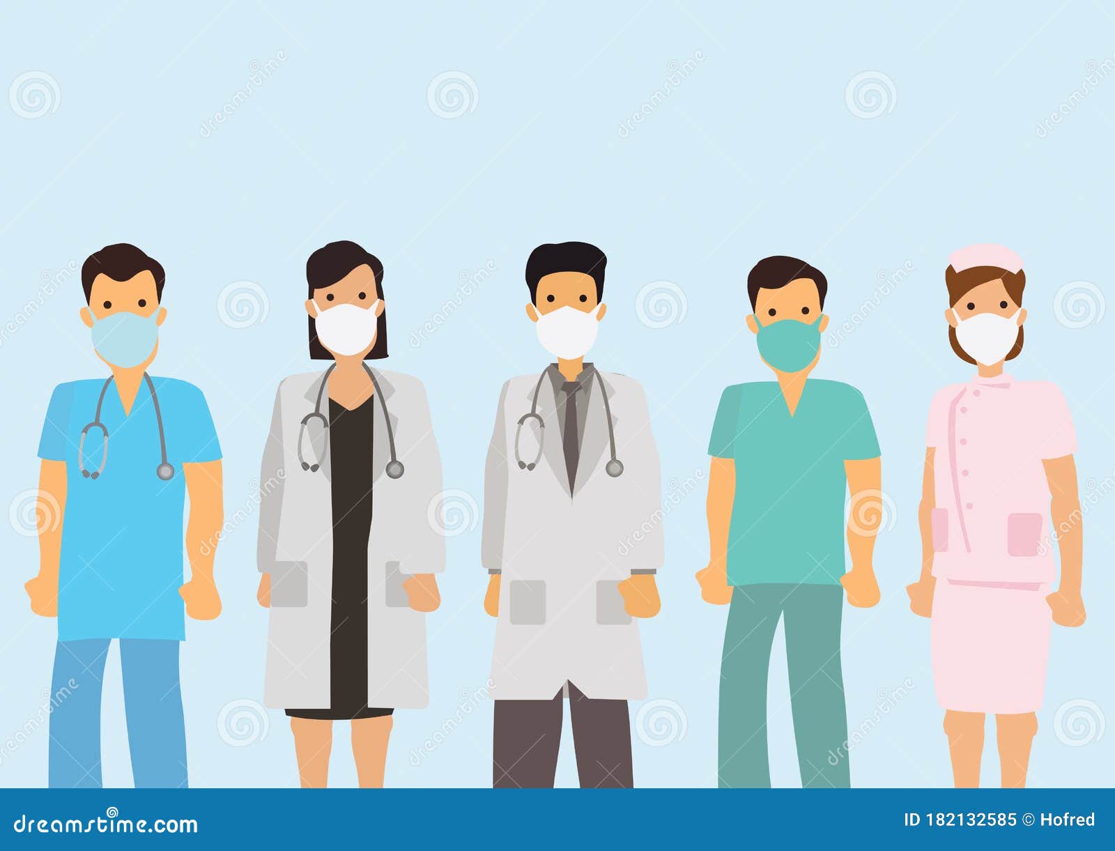 Equipe médica com pacientes. enfermeiros e médicos com personagens