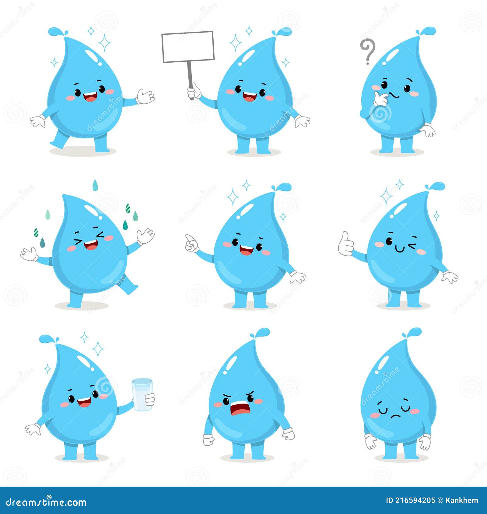 Conjunto De Personajes De Dibujos Animados Gota De Agua Lindo Con Varias  Actividades Ilustración del Vector - Ilustración de cubo, actitud: 216594205