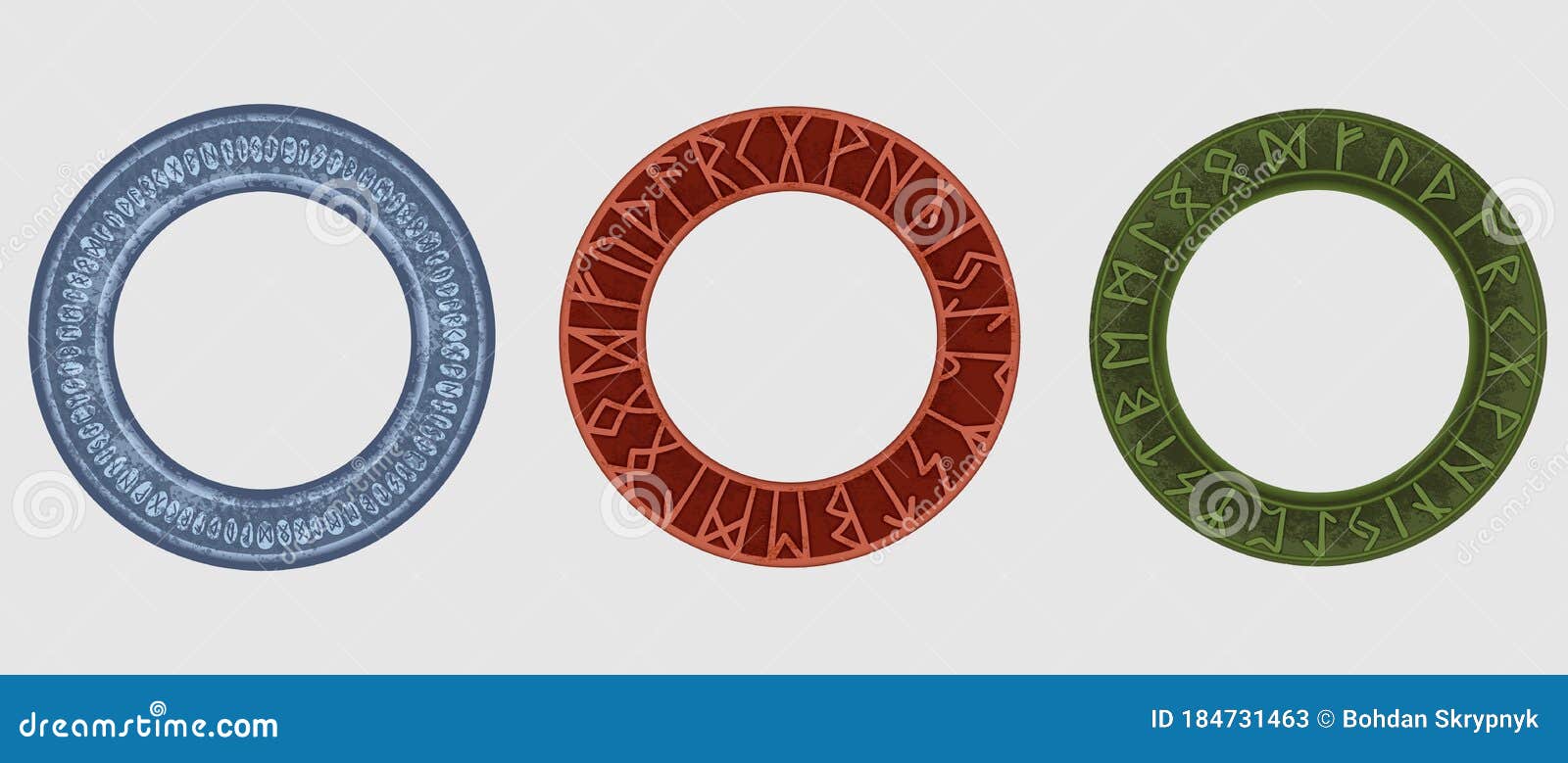 Conjunto De Plantillas De Circulo Antiguo Del Marco De Ejecucion Heop Verde Bronce Rucido Sagrado Nordico Icelandico Ilustracion Del Vector Ilustracion De Celtico Fortuna