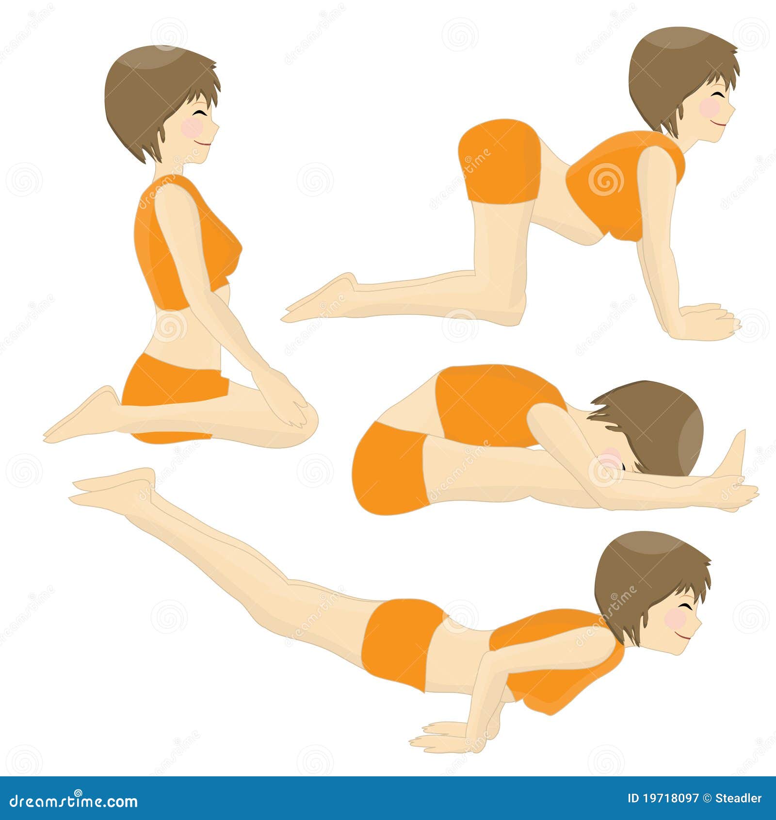 Conjunto de posturas de yoga mujer