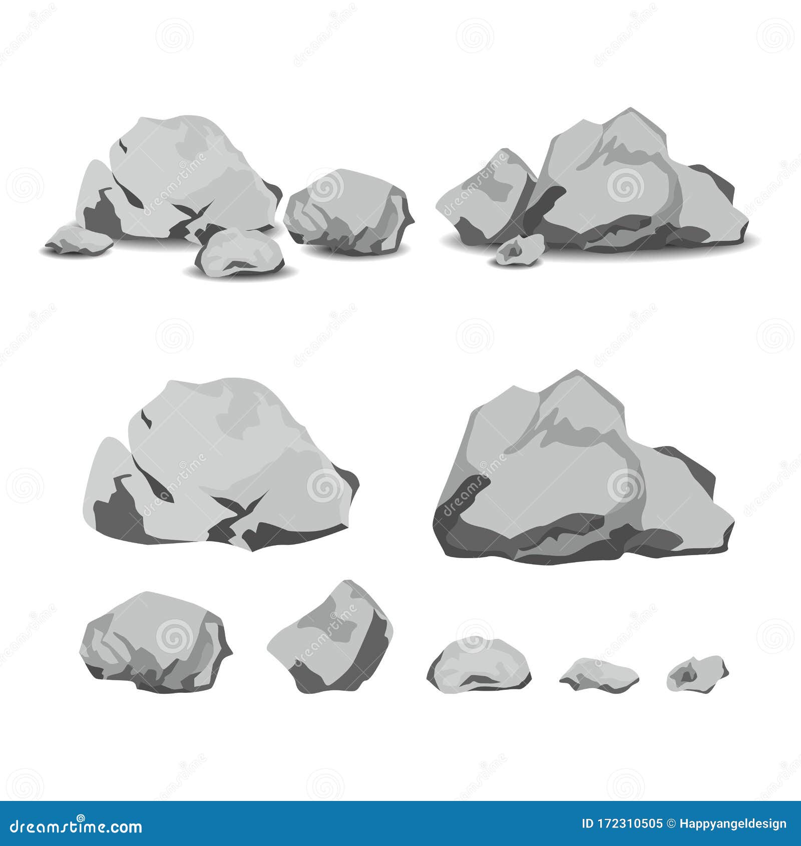 Conjunto De Rocas Y Piedras En Estilo De Dibujos Animados Aislados En Fondo  Blanco Ilustración del Vector - Ilustración de roca, fondo: 172310505
