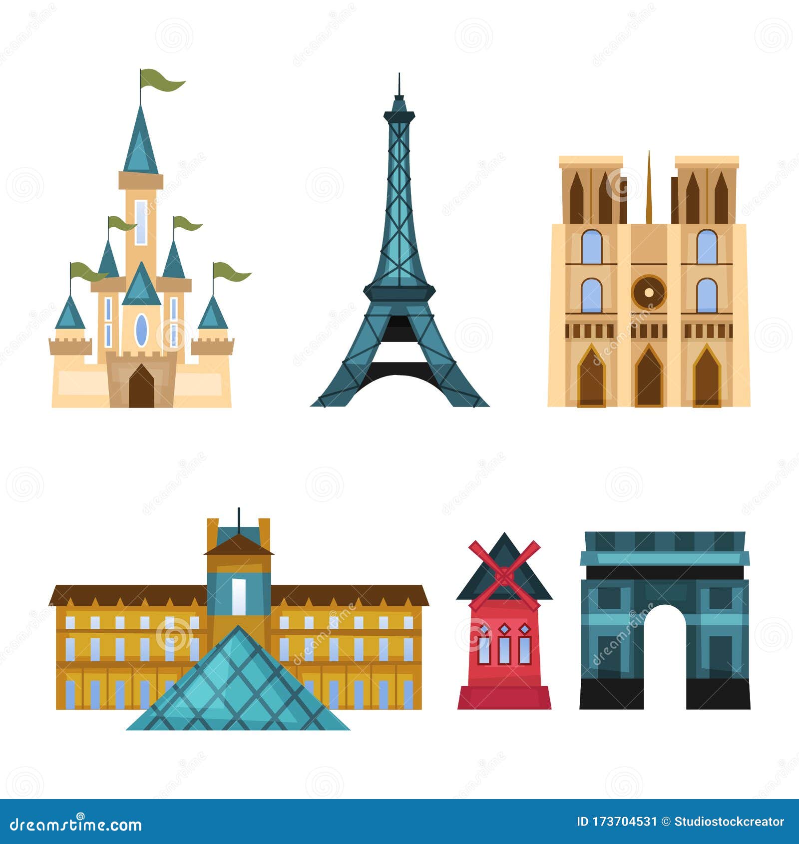 Conjunto De Símbolos Y Objetos De París Con Monumentos Famosos El Diseño Se  Puede Usar Para Envolver Papel, Fondo De Escritorio, Ilustración del Vector  - Ilustración de viaje, edificio: 173704531