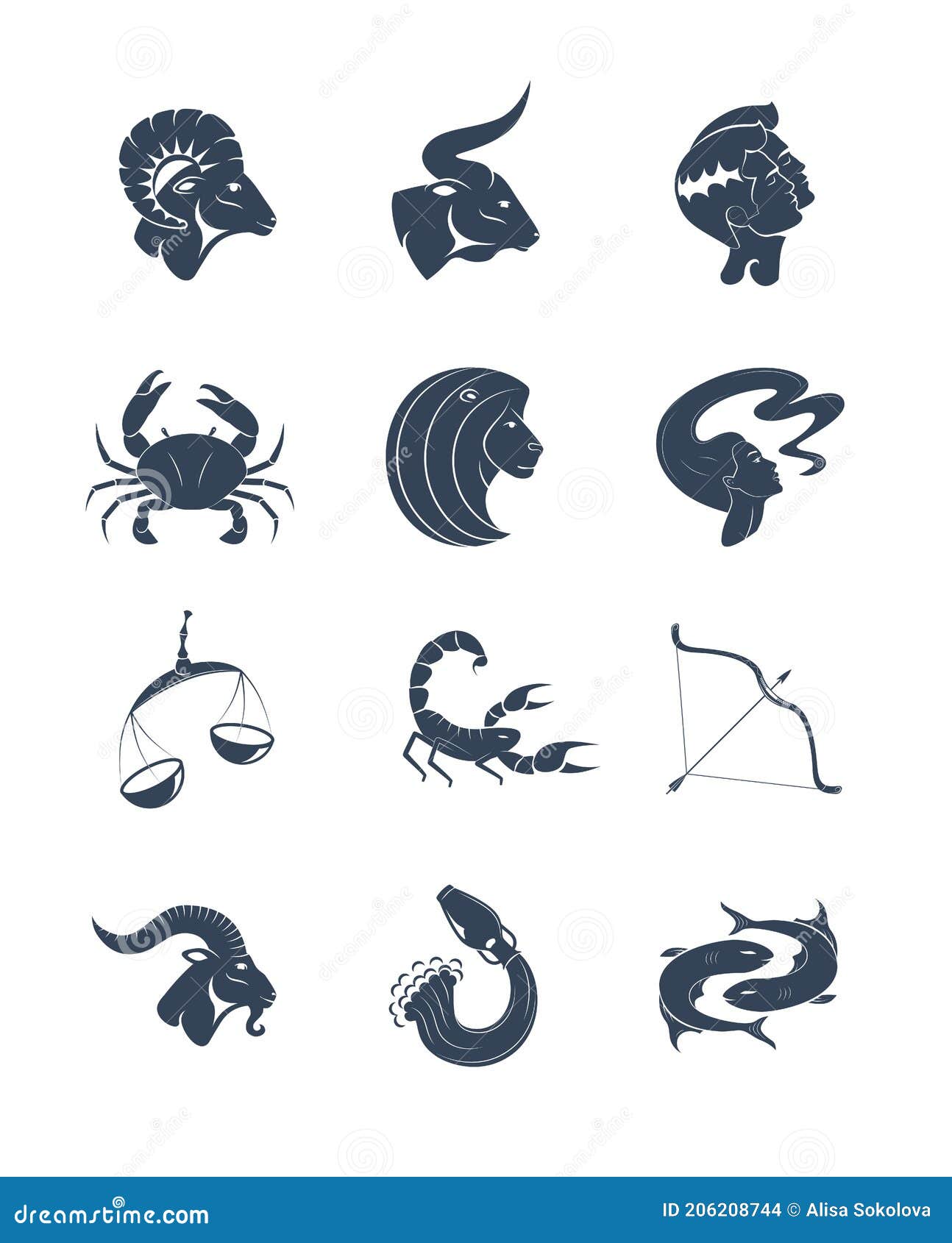 Conjunto De Signos De Zodiaco Ilustración del Vector - Ilustración de  géminis, lindo: 206208744