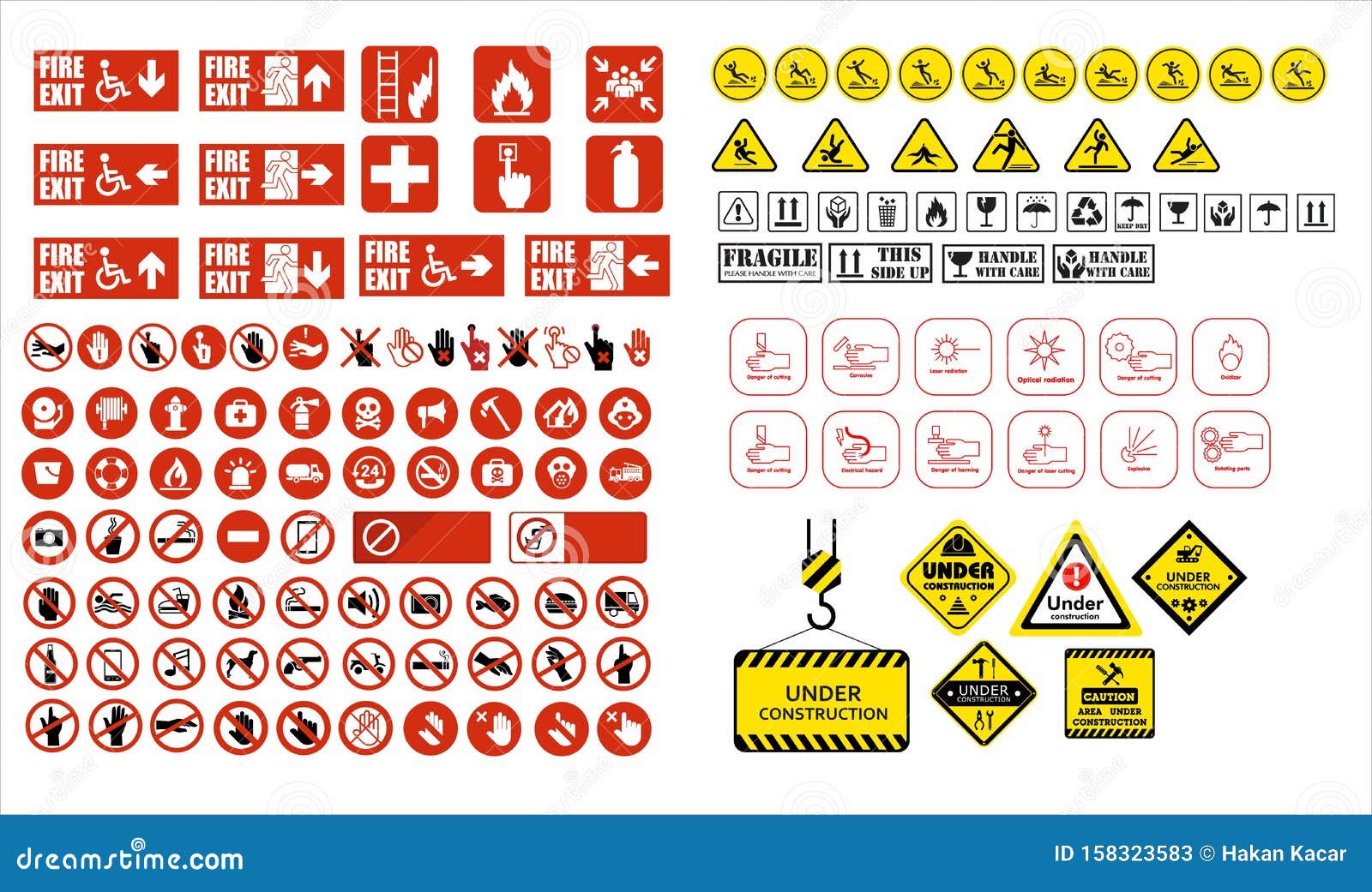 Conjunto De Sinais Obrigatórios, Sinais De Perigo, Sinais Proibidos, Sinais  De Segurança No Trabalho E De Saúde, Painéis De Aviso Ilustração do Vetor -  Ilustração de industrial, risco: 158323423