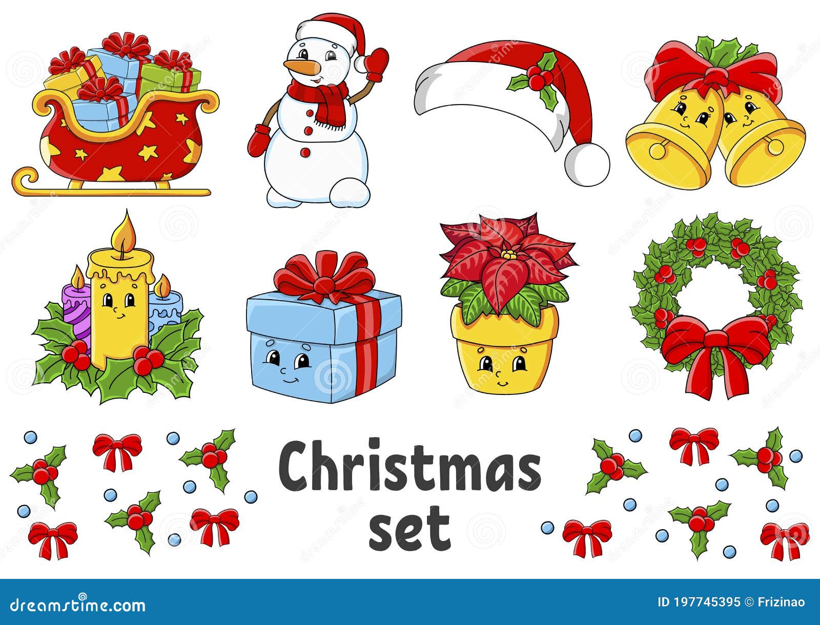 Conjunto De Stickers Con Personajes De Dibujos Animados Bonitos Tema De Navidad  Dibujo De Mano Envase Colorido Ilustración Del Ve Ilustración del Vector -  Ilustración de color, negro: 197745395