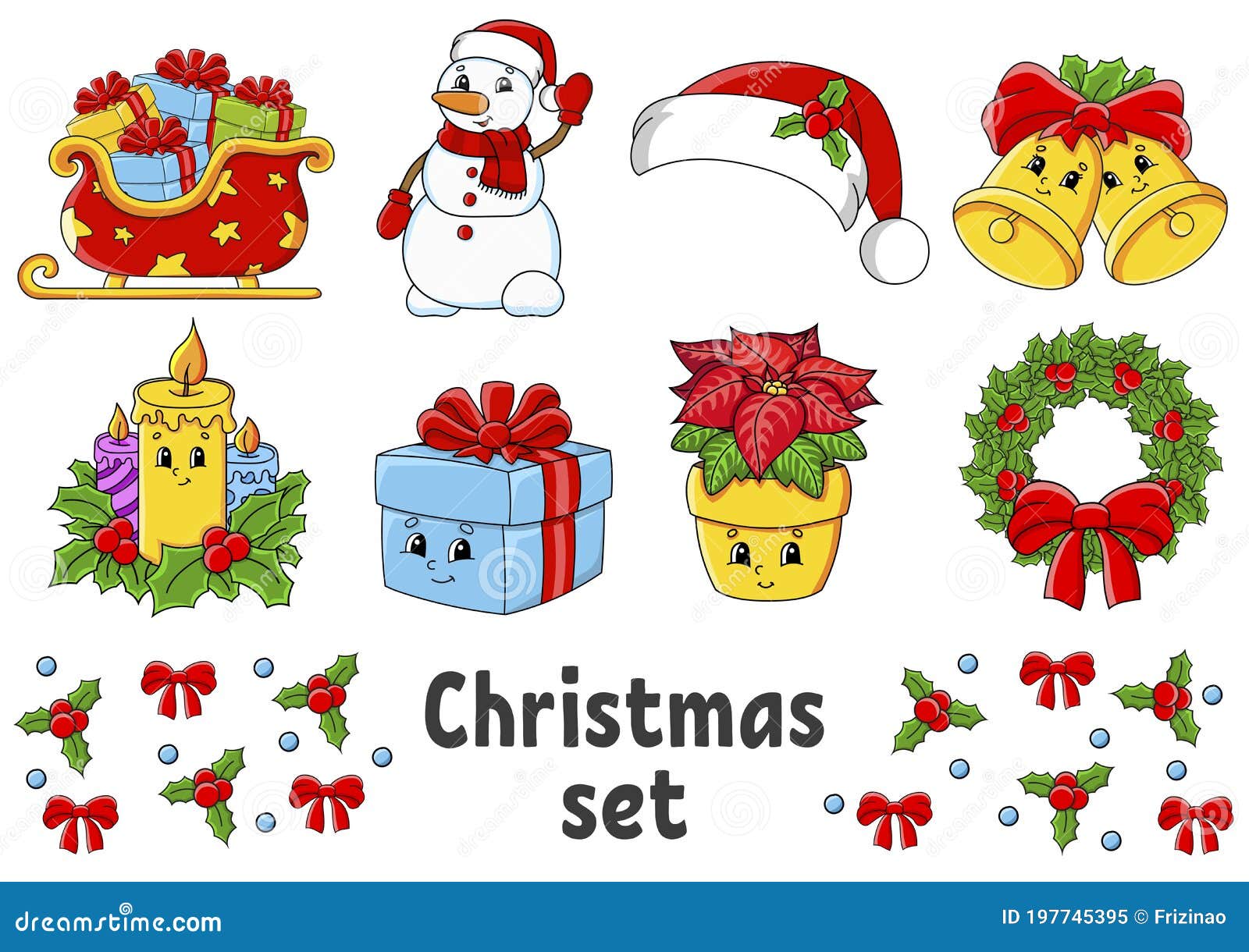 Conjunto De Stickers Con Personajes De Dibujos Animados Bonitos Tema De  Navidad Dibujo De Mano Envase Colorido Ilustración Del Ve Ilustración del  Vector - Ilustración de color, negro: 197745395