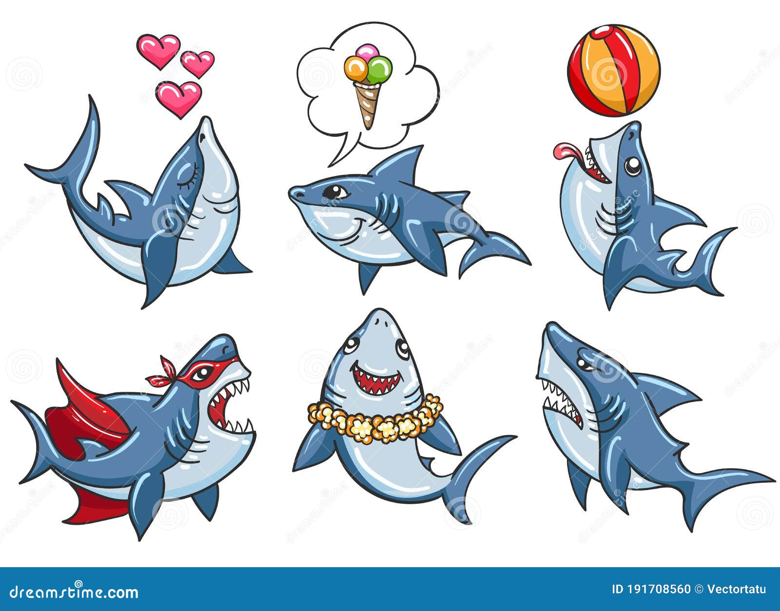 Conjunto De Tiburones De Dibujos Animados Ilustración del Vector - Ilustración de fauna, feliz: 191708560 Conjunto De Tiburones De Dibujos Animados Ilustración del Vector - Ilustración de fauna, feliz: 191708560