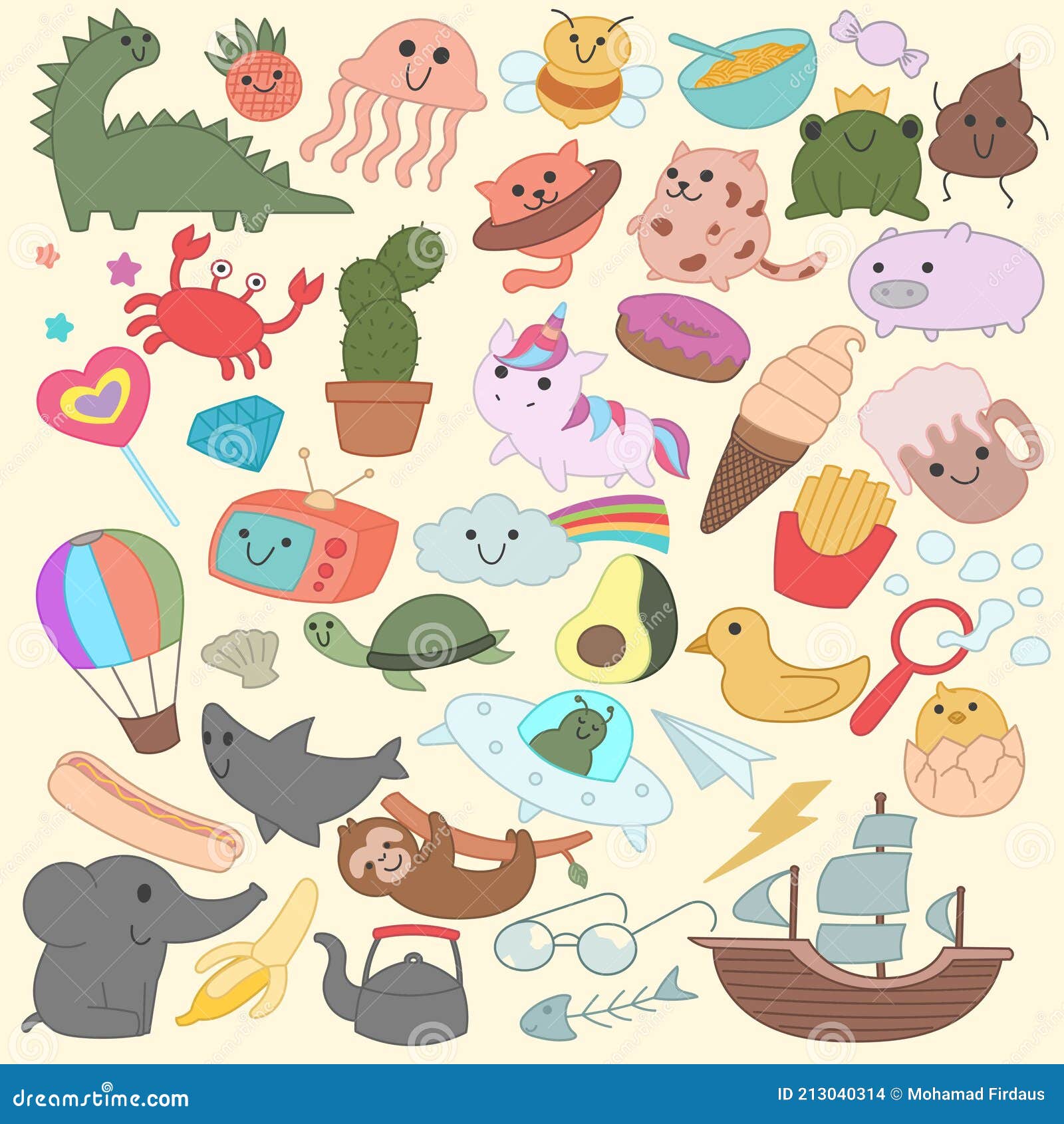 Conjunto de rabiscos de bebidas kawaii fofas