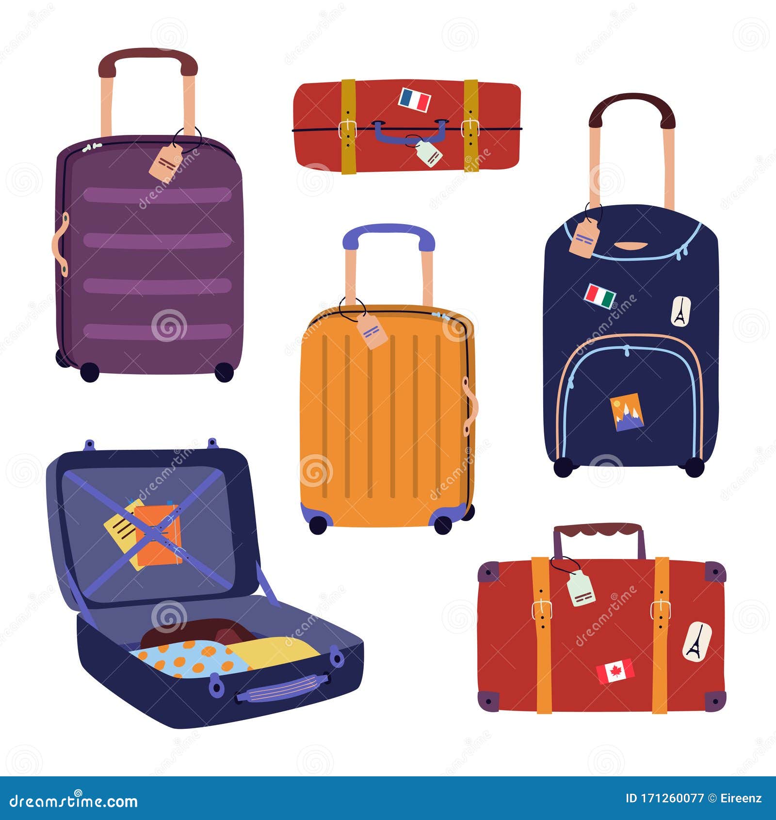 Conjunto De Vectores Con Maletas De Viaje, Bolsas, Maletas Dibujo De  Vacaciones Colorido Y Moderno De Estilo Plano Ilustración del Vector -  Ilustración de viejo, plano: 171260077