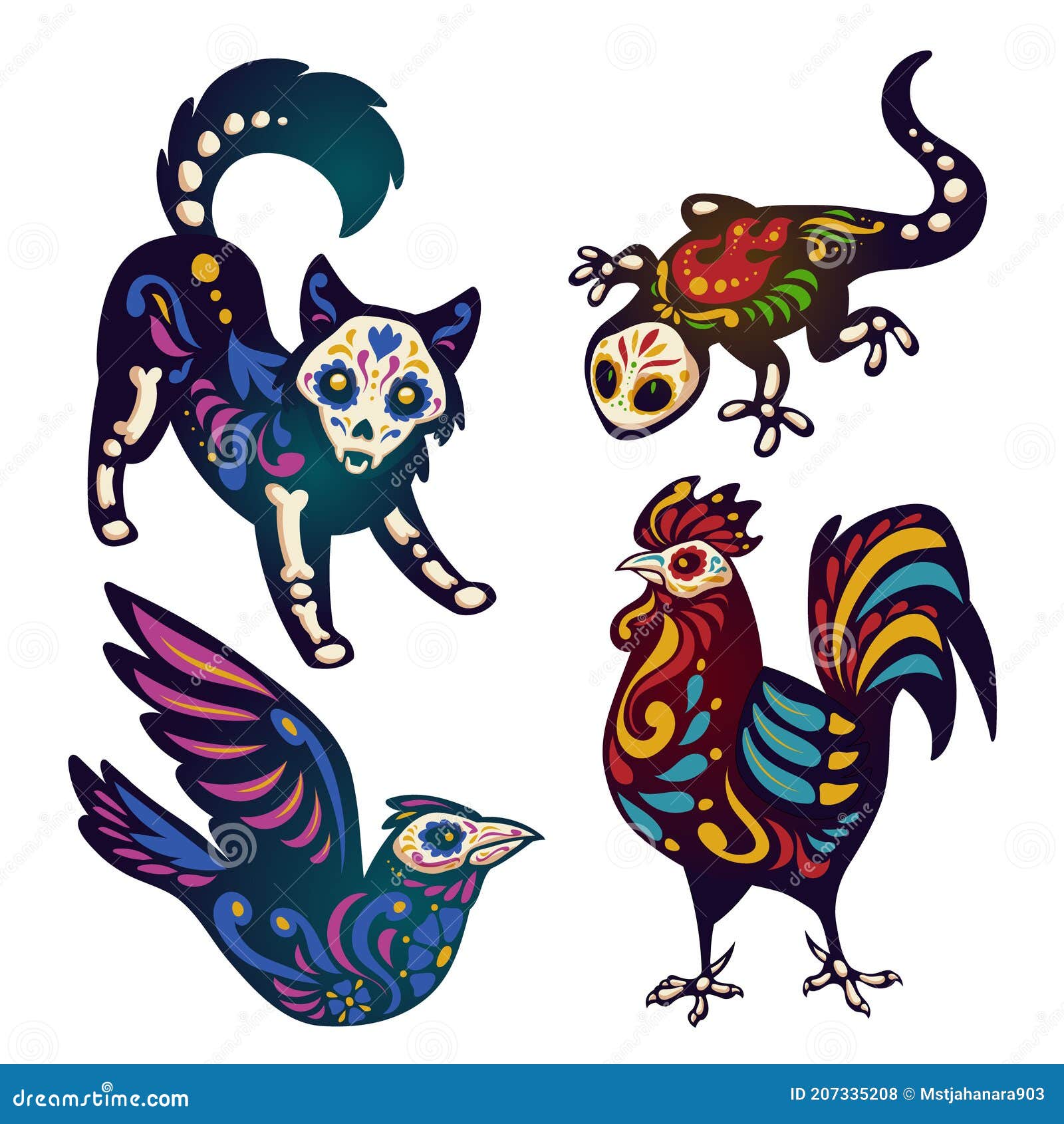 Conjunto De Vectores De Día Muerto De La Dia De Los Muertos En México Ilustración del Vector - Ilustración de muerte, animales: 207335208 Conjunto De Vectores De Día Muerto De La Dia De Los Muertos En México Ilustración del Vector - Ilustración de muerte, animales: 207335208