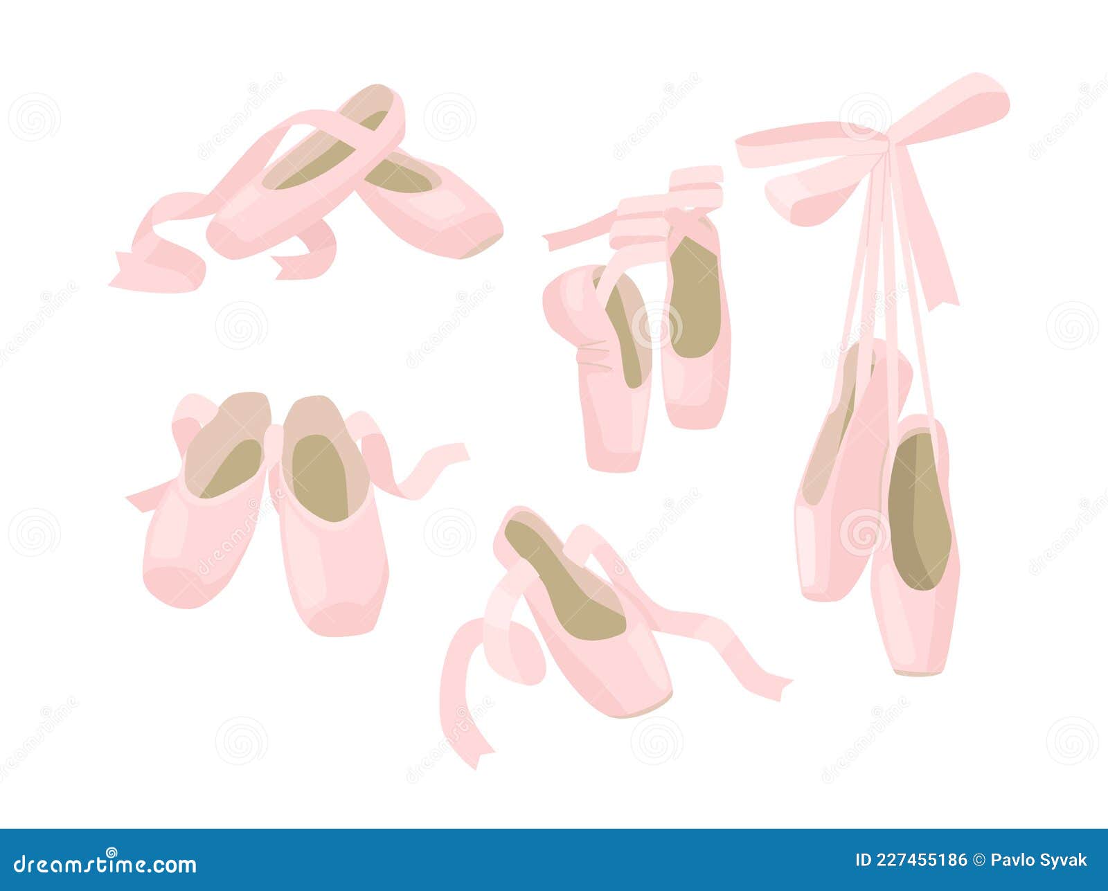 Conjunto De De Ballet Puntiagudas Rosas Con Cintas Aisladas En Fondo Blanco. Equipo De Fútbol De Bailarina del Vector - Ilustración de danza, objeto: 227455186