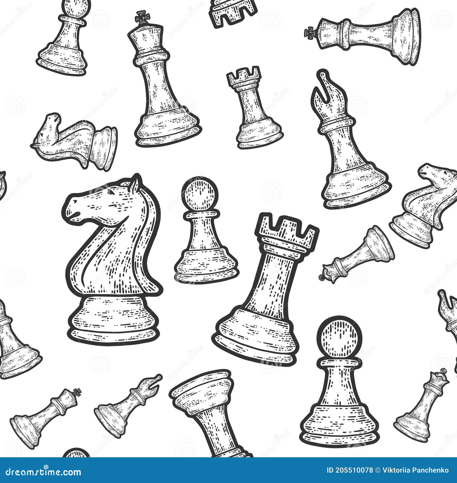 Padrão de peças de xadrez branco sem costura vector