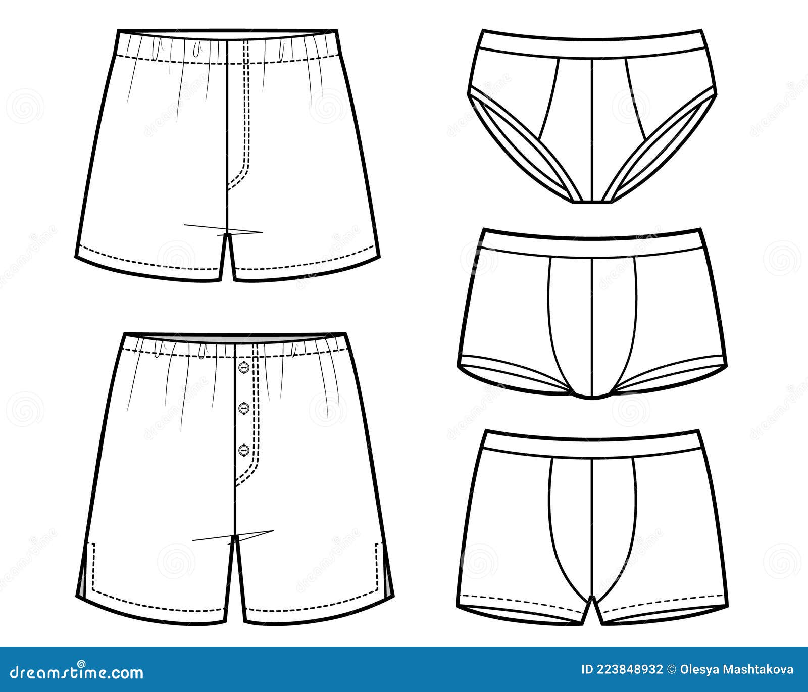 Conjunto Vectorial De Boceto De Los Pantalones. Diferentes Tipos De Ropa  Interior. Ilustración del Vector - Ilustración de accesorio, underwear:  223848932