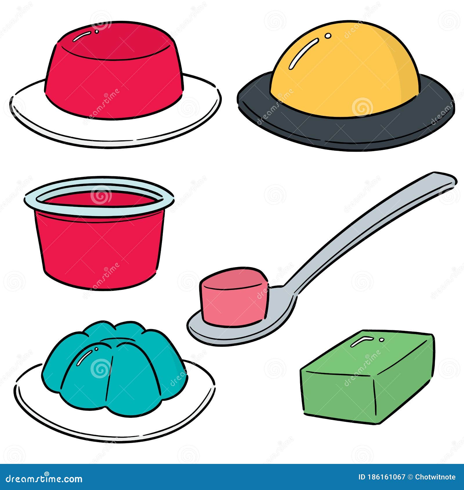 Conjunto Vectorial De Gelatina Ilustración del Vector - Ilustración de  handmade, drenaje: 186161067