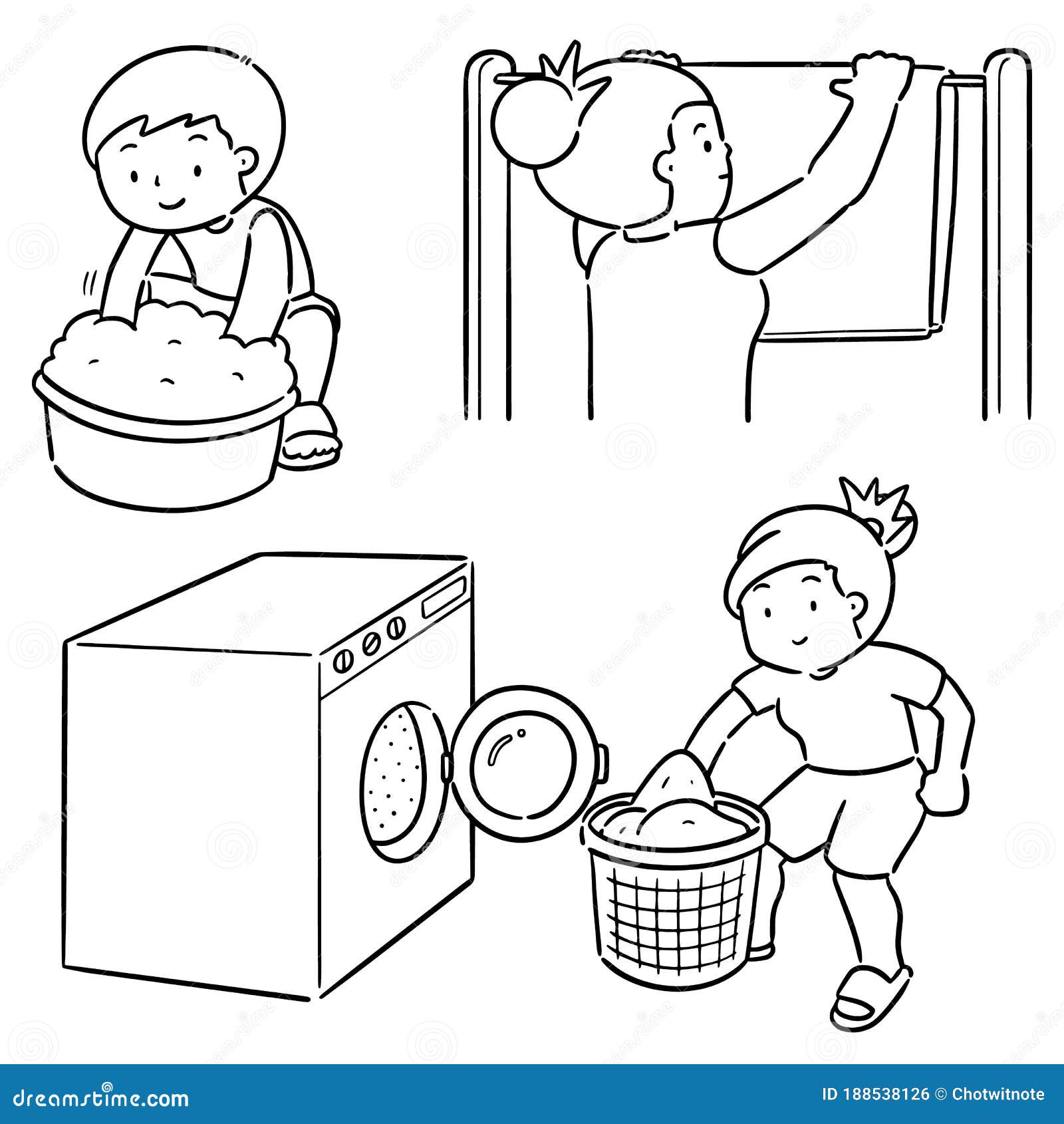 Conjunto Vectorial De Personas Lavando Ropa Ilustración del Vector -  Ilustración de detergente, mano: 188538126