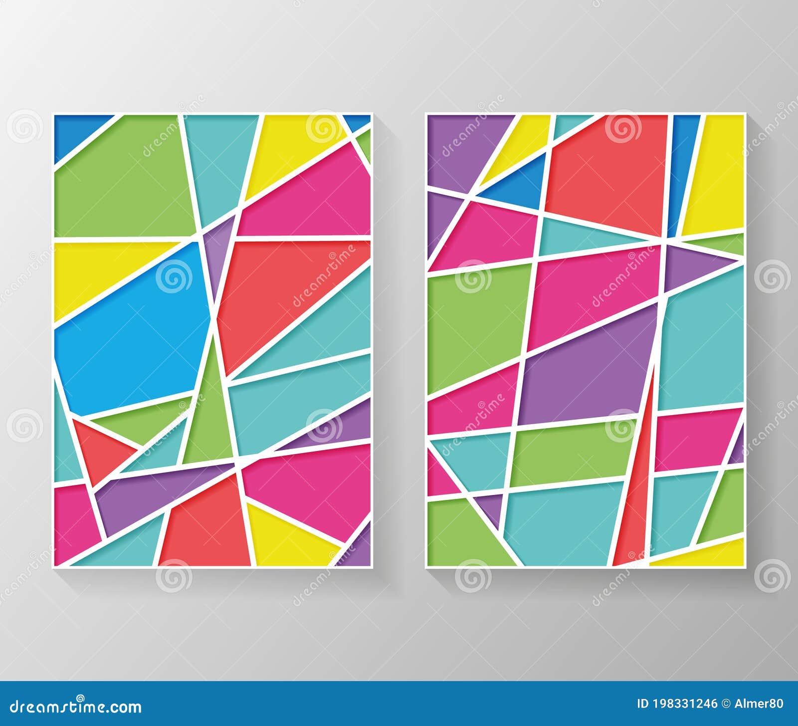 Conjunto Vectorial De Plantillas De Portada Con Triángulos Multicolores  Ilustración del Vector - Ilustración de elemento, arte: 198331246