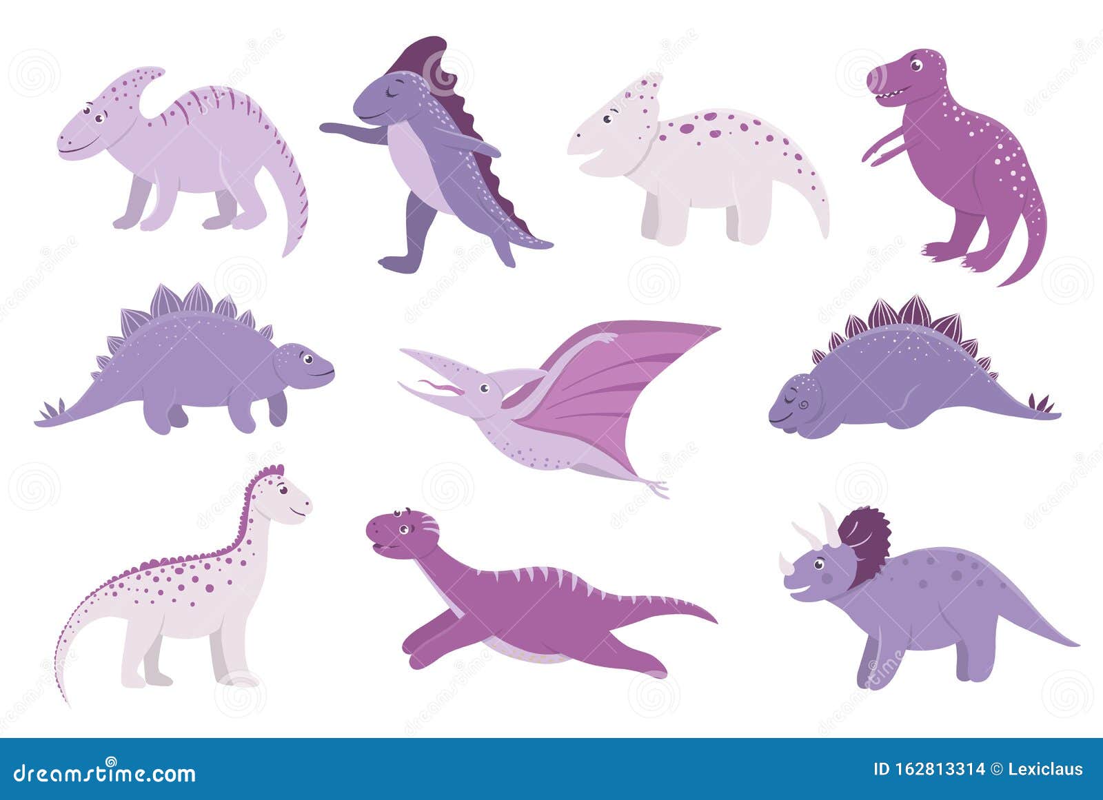 Vetores de Dinossauro Rosa Vetor De Desenho Animado Bonito Para