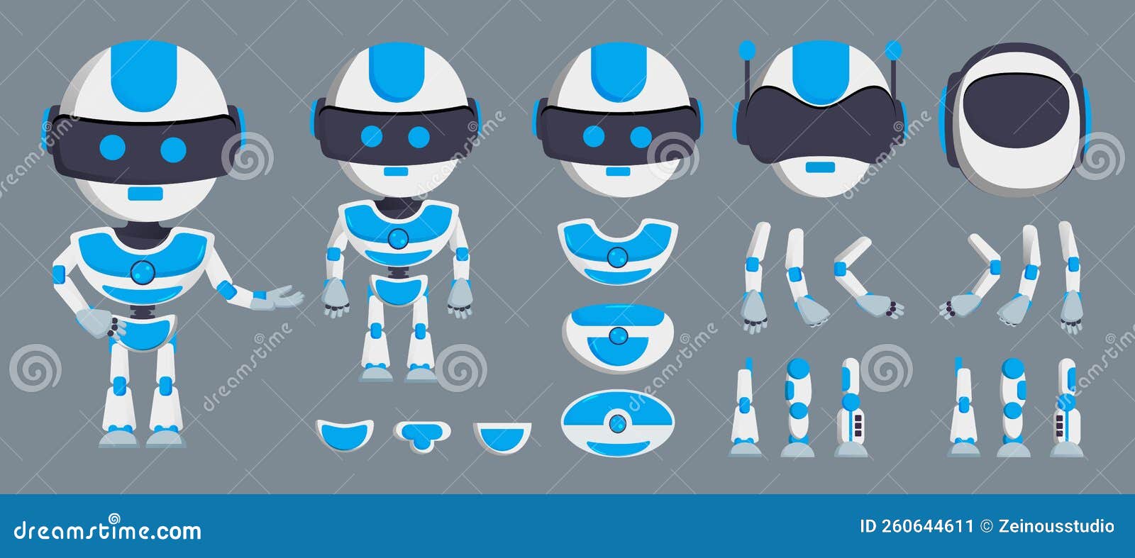 Robô fofo conjunto coleção de personagens robóticos modernos