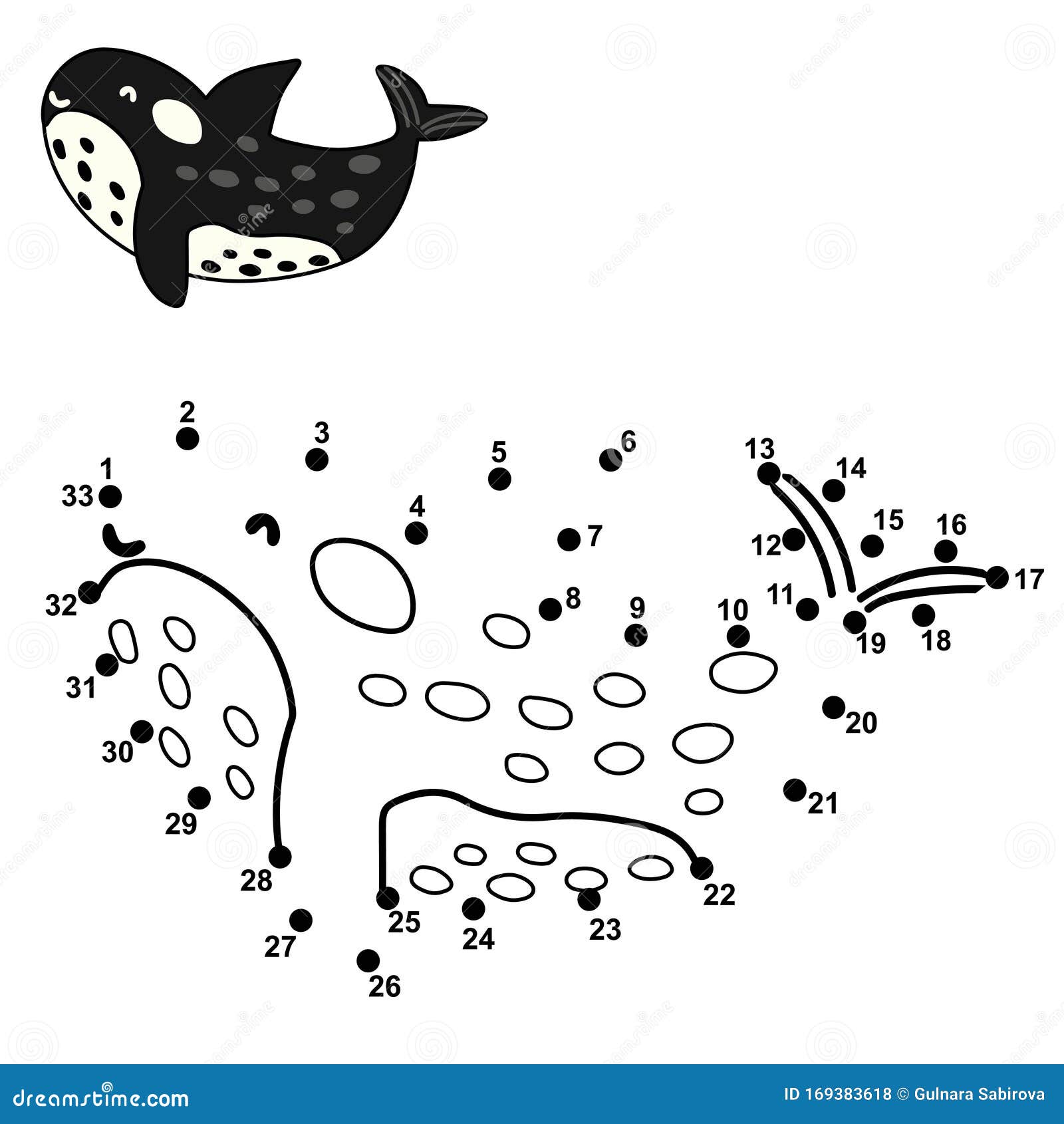 Connect the Dot To Draw a Cute Orca. Numbers Educational Game for Kids  Stock Vector - Illustration of activity, ocean: 169383618