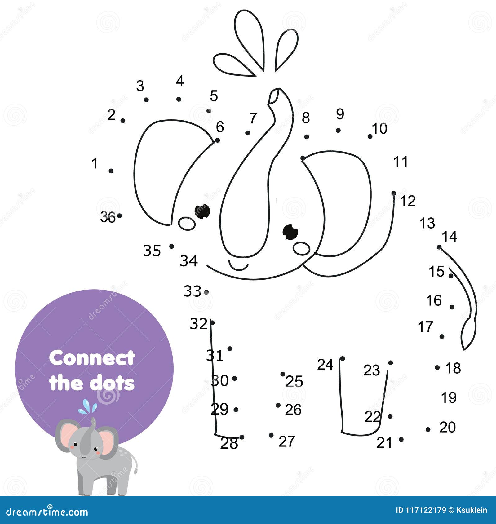 Connect the Dots by Numbers Children Educational Game. Animals Theme,  Cartoon Elephant Stock Vector - Illustration of contour, classes: 117122179