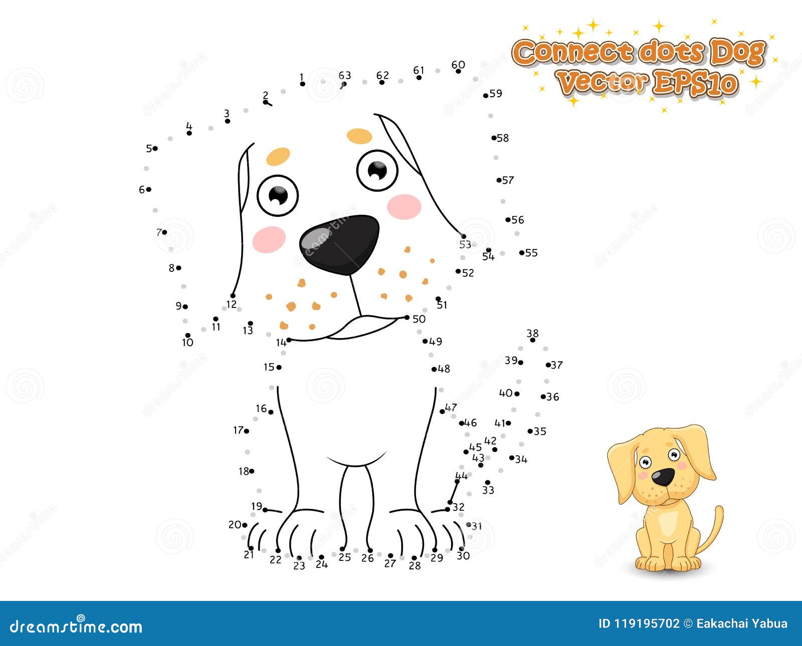 Connect the Dots and Draw Cute Cartoon Dog Puppy Labrador. Educational Game  for Kids. Vector Illustration Stock Vector - Illustration of leisure,  isolated: 119195702