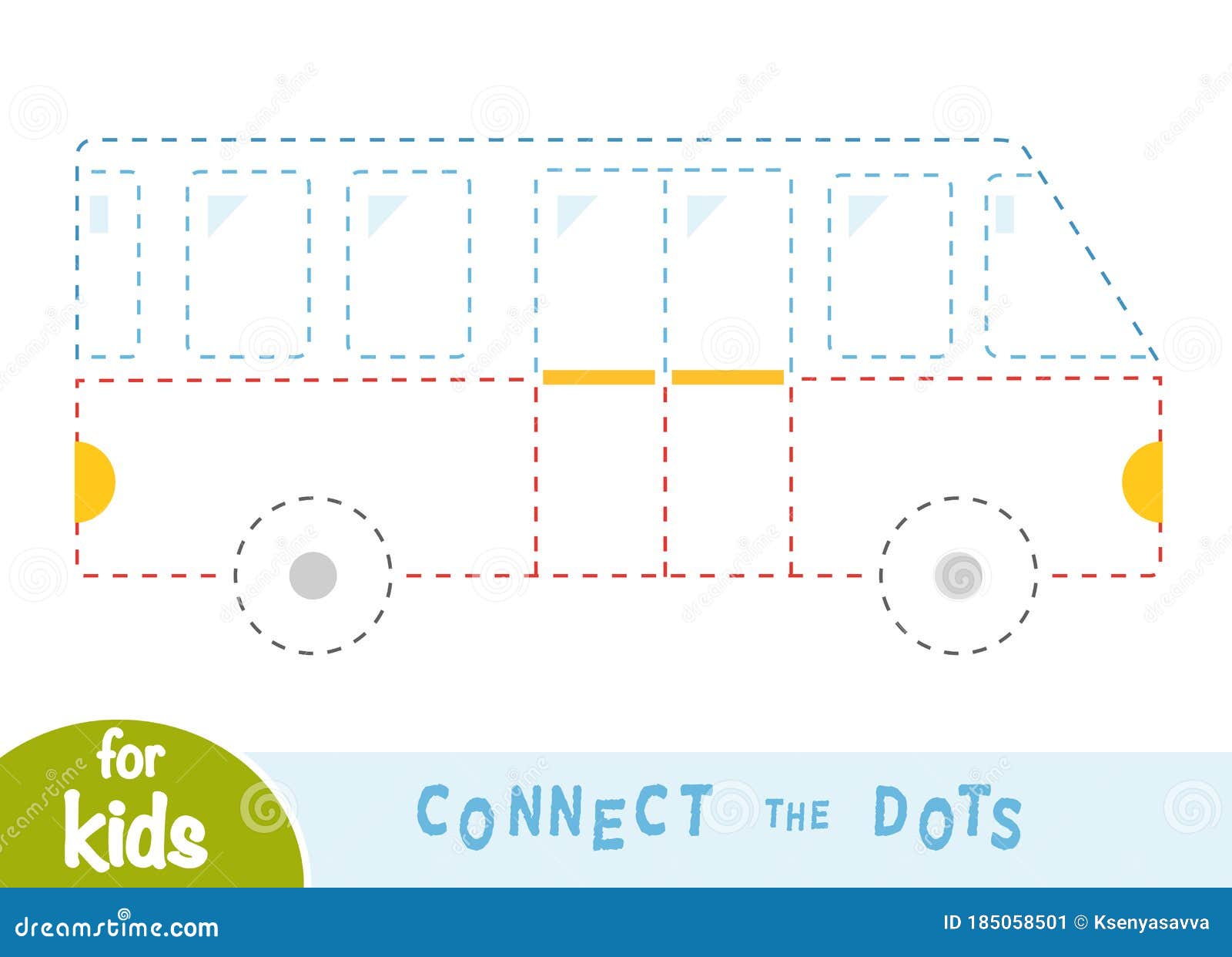 Connect the Dots, Education Game for Children, Bus Stock Vector