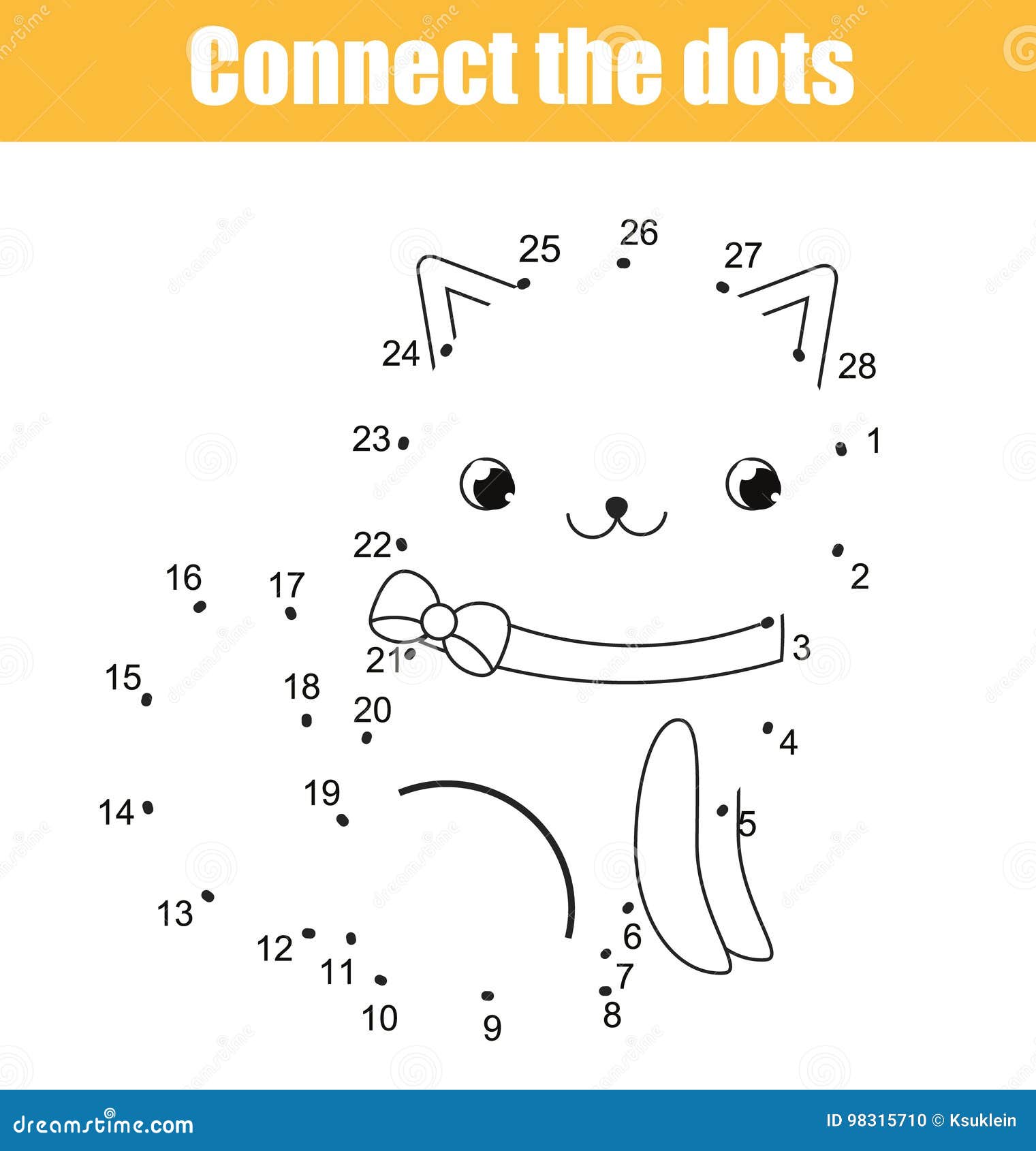 connect the dots by numbers children educational game. printable worksheet activity. animals theme, cat