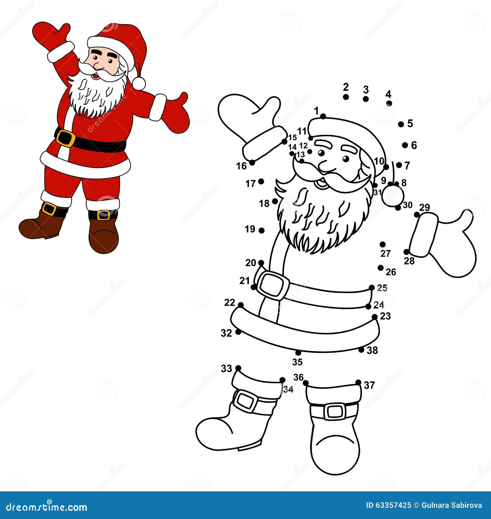 Connect the Dots To Draw Santa Claus and Color Him Stock Vector ...