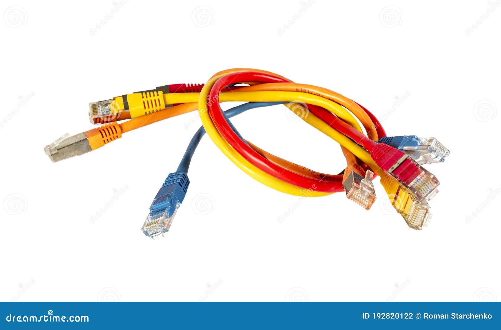 connect lan cable  on white background