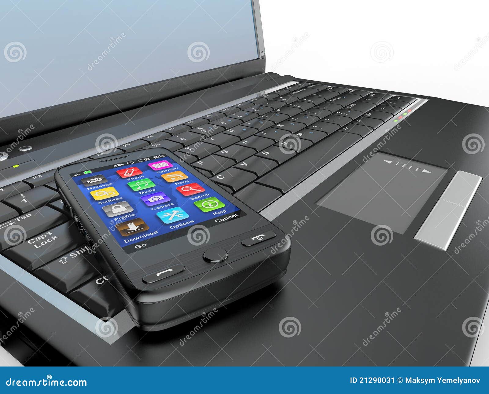 Connect. Laptop And Cell Phone Concept. Stock Image ...