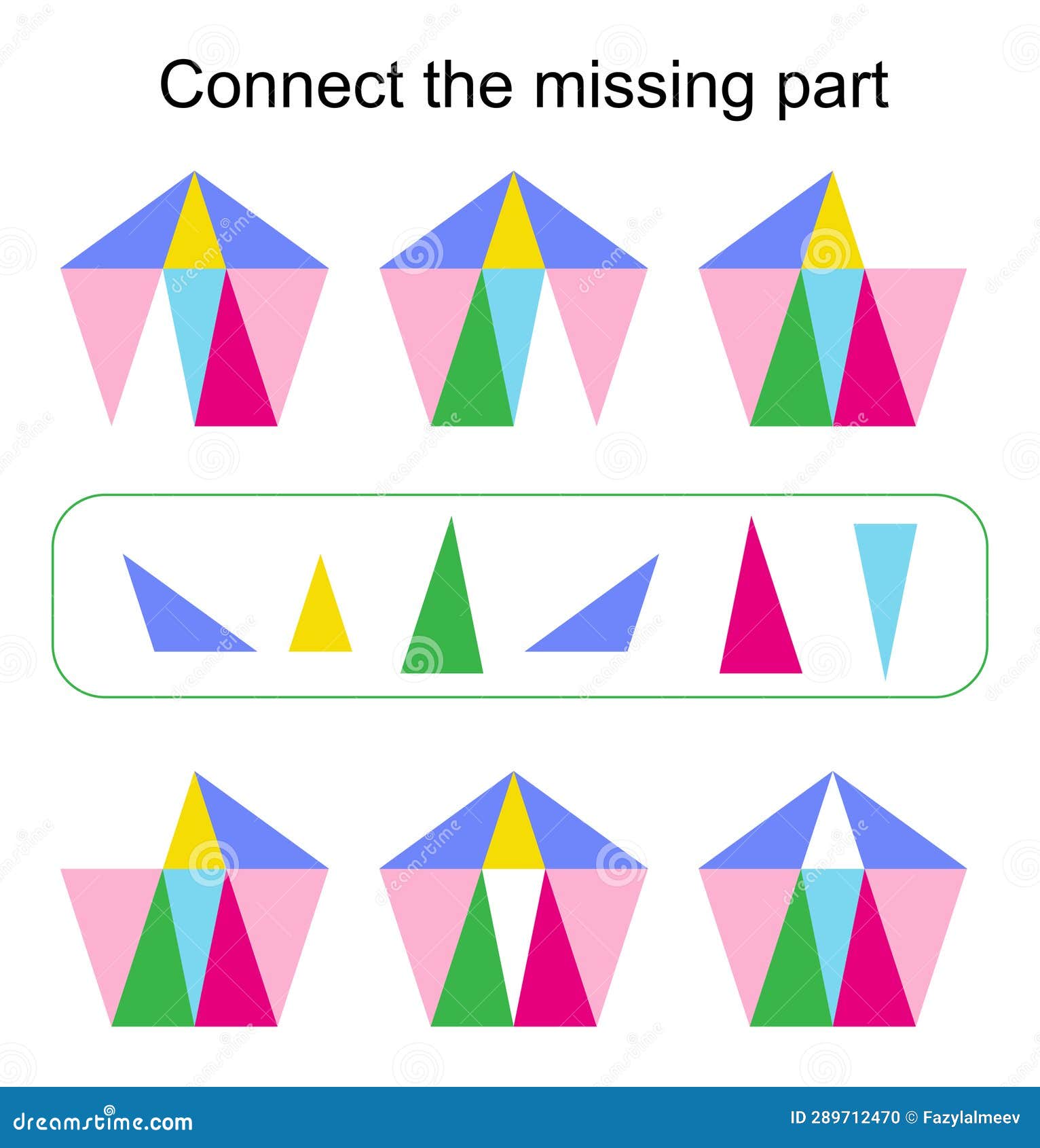 Connect the Missing Part. Task for the Development of Attention and Logic Stock Illustration