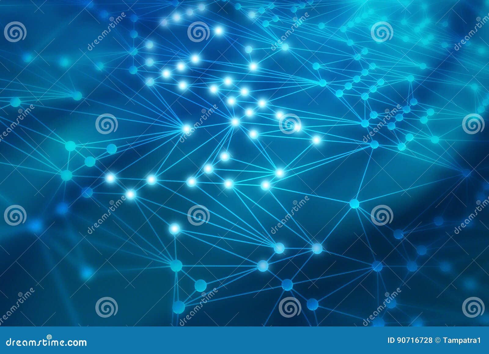 Connected Lines Background on Blue Background, Social Nets and N Stock