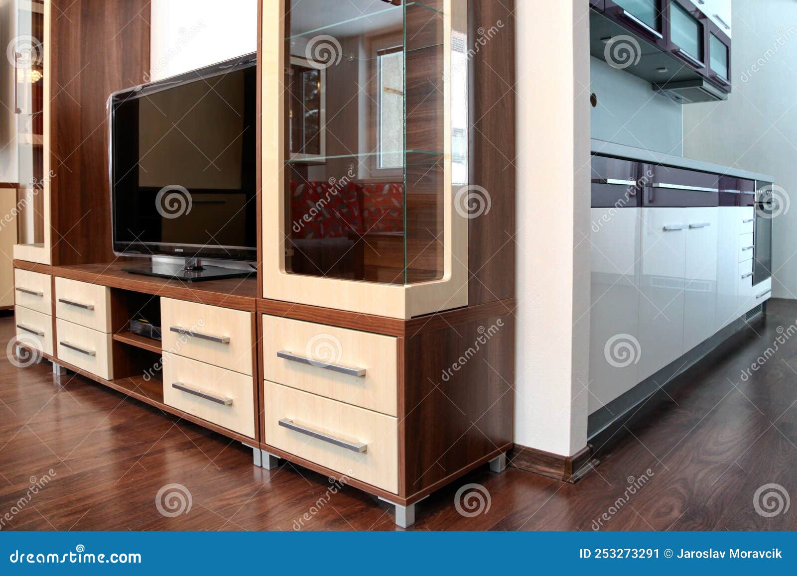 Connected Living Room To Kitchen Stock Image Image of style, wooden