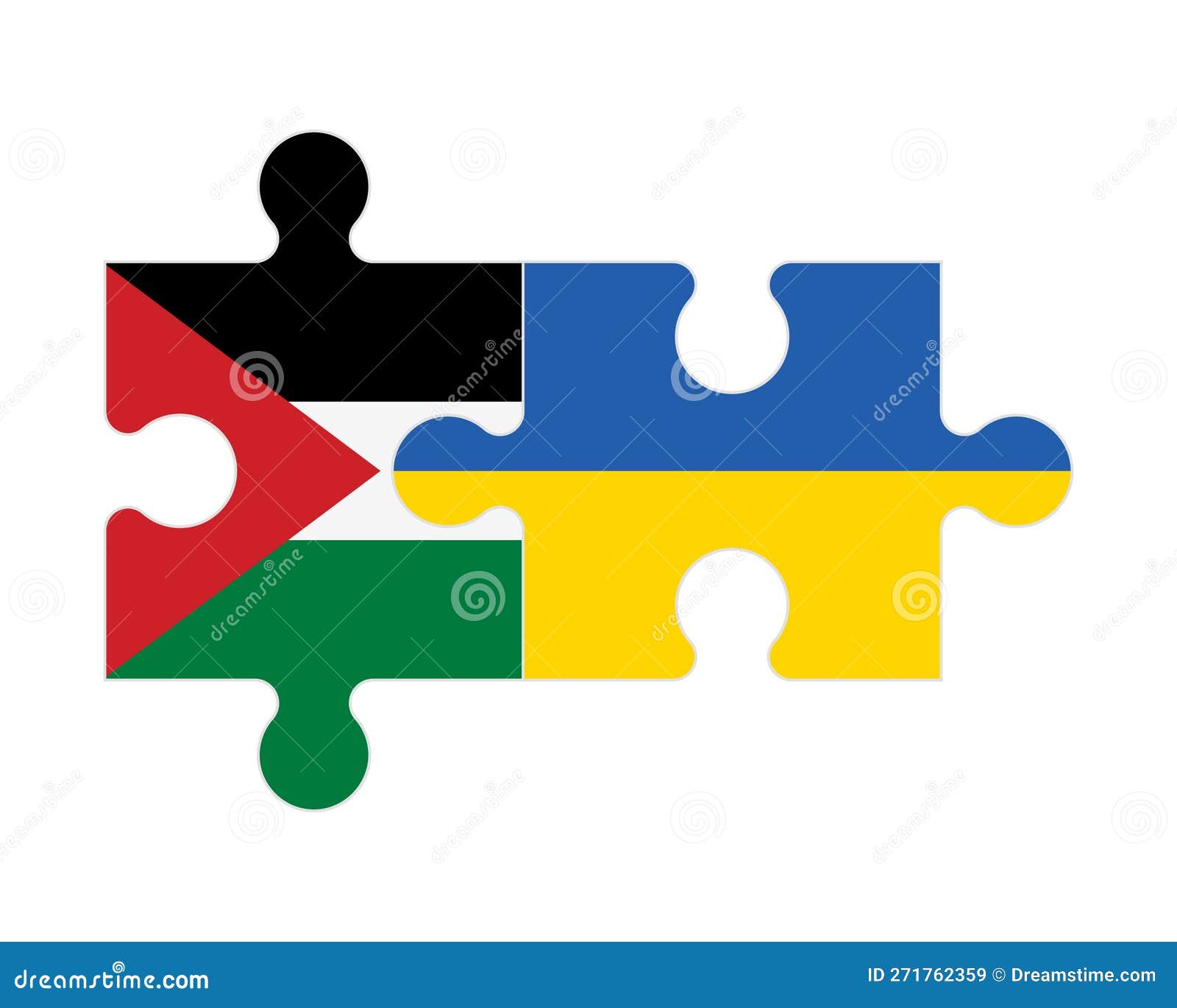 Puzzle of Flags of Palestine and Ukraine, Vector Stock Vector
