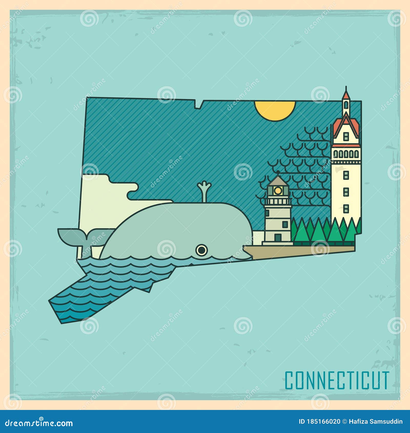 connecticut state map.   decorative 