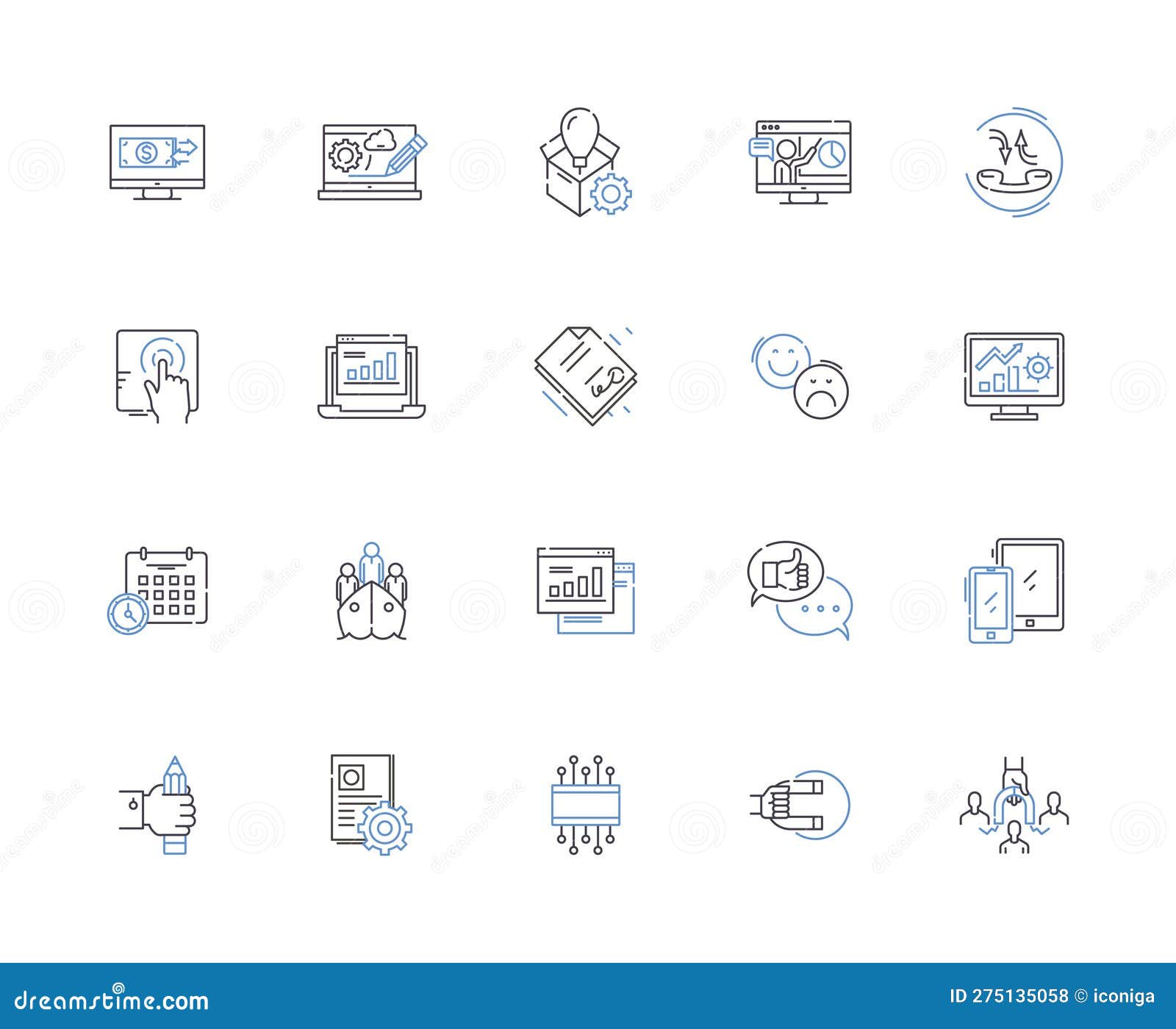 connecting business outline icons collection. networking, linking, uniting, joining, messaging, connecting