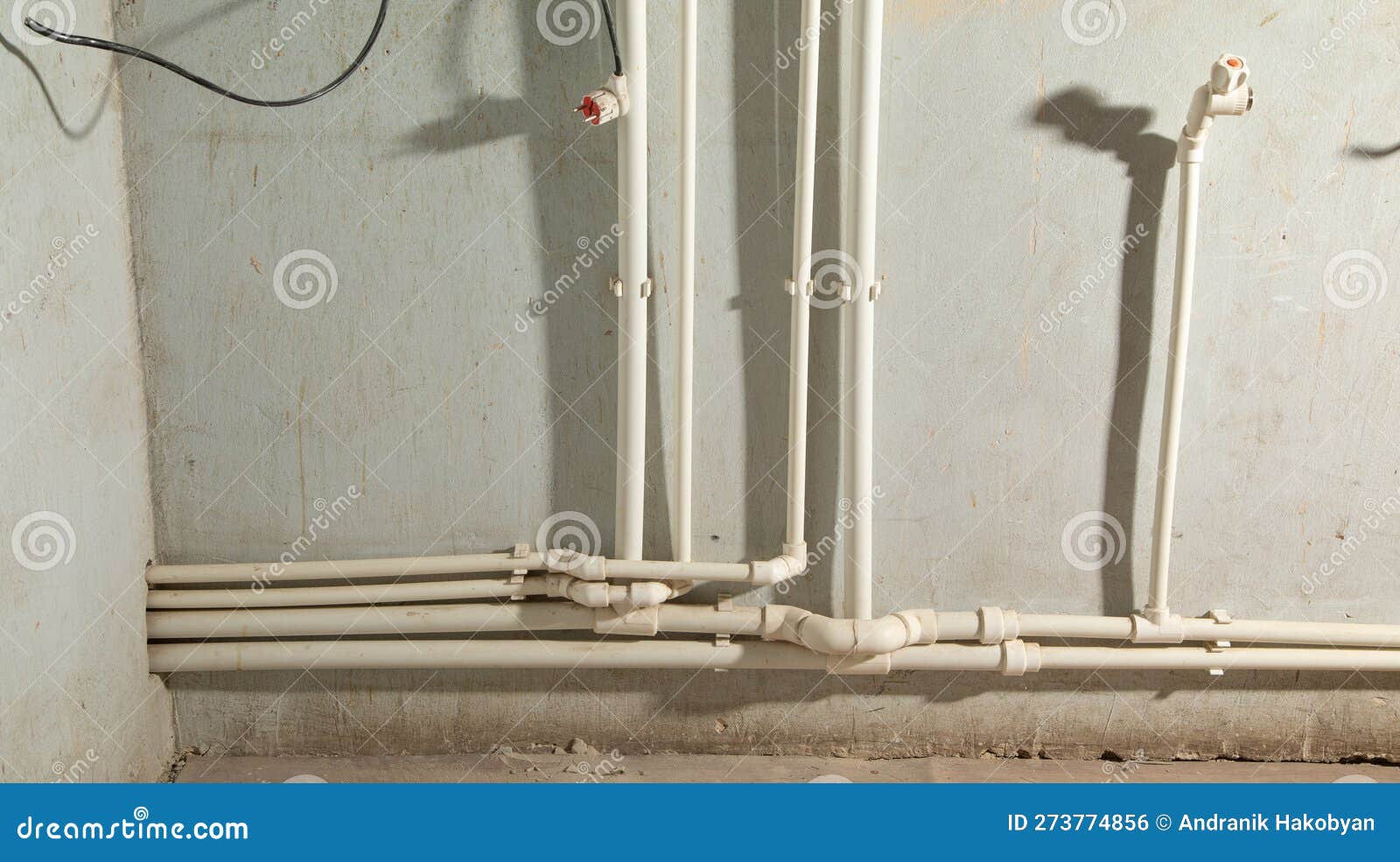 Connecting Plastic Pipe. Installing Water Heating Radiator Stock Photo