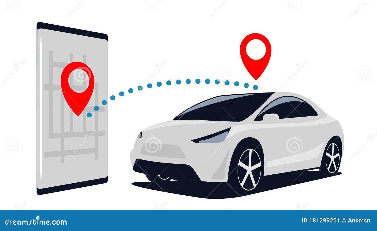 Connection Car and Smartphone. Search for SUV in the Parking Lot