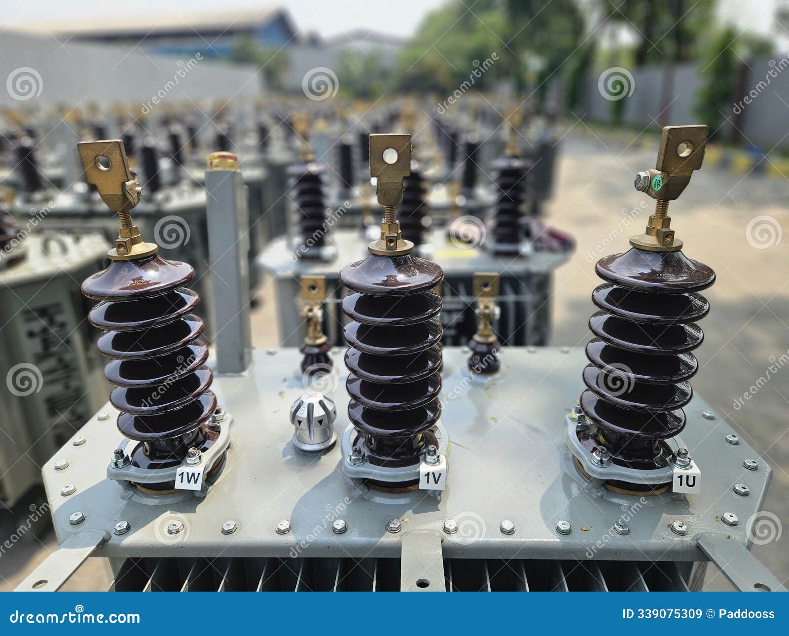 connection copper bushing on the transformer