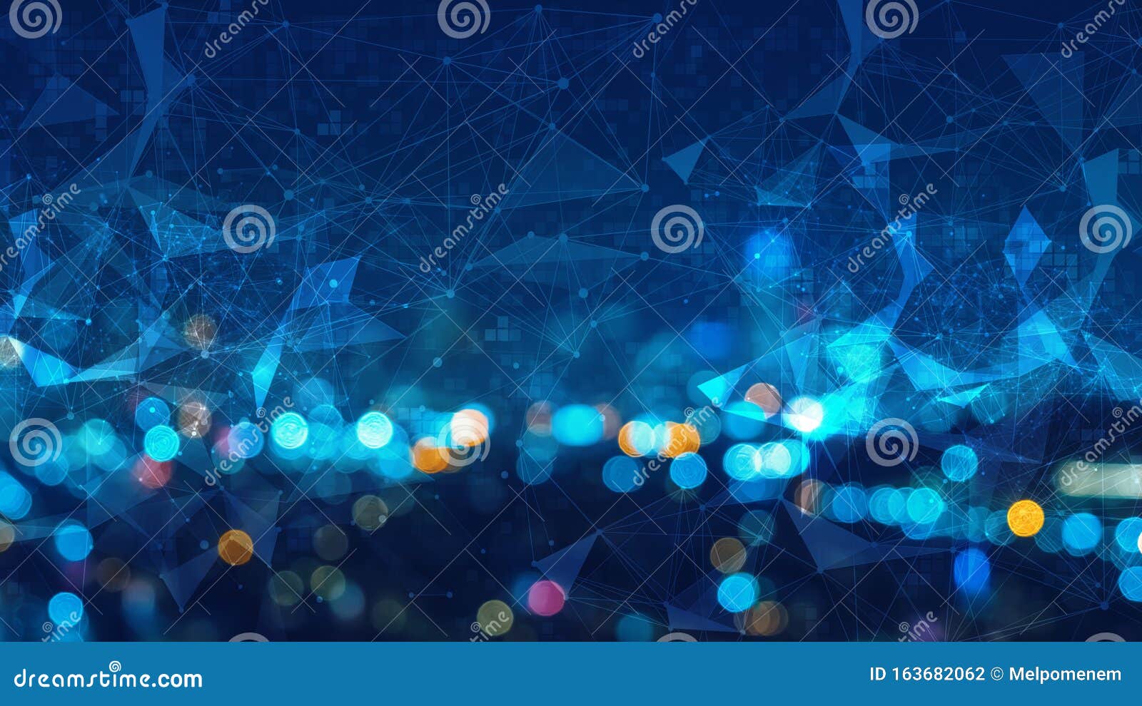 connectivity concept with blurred city lights
